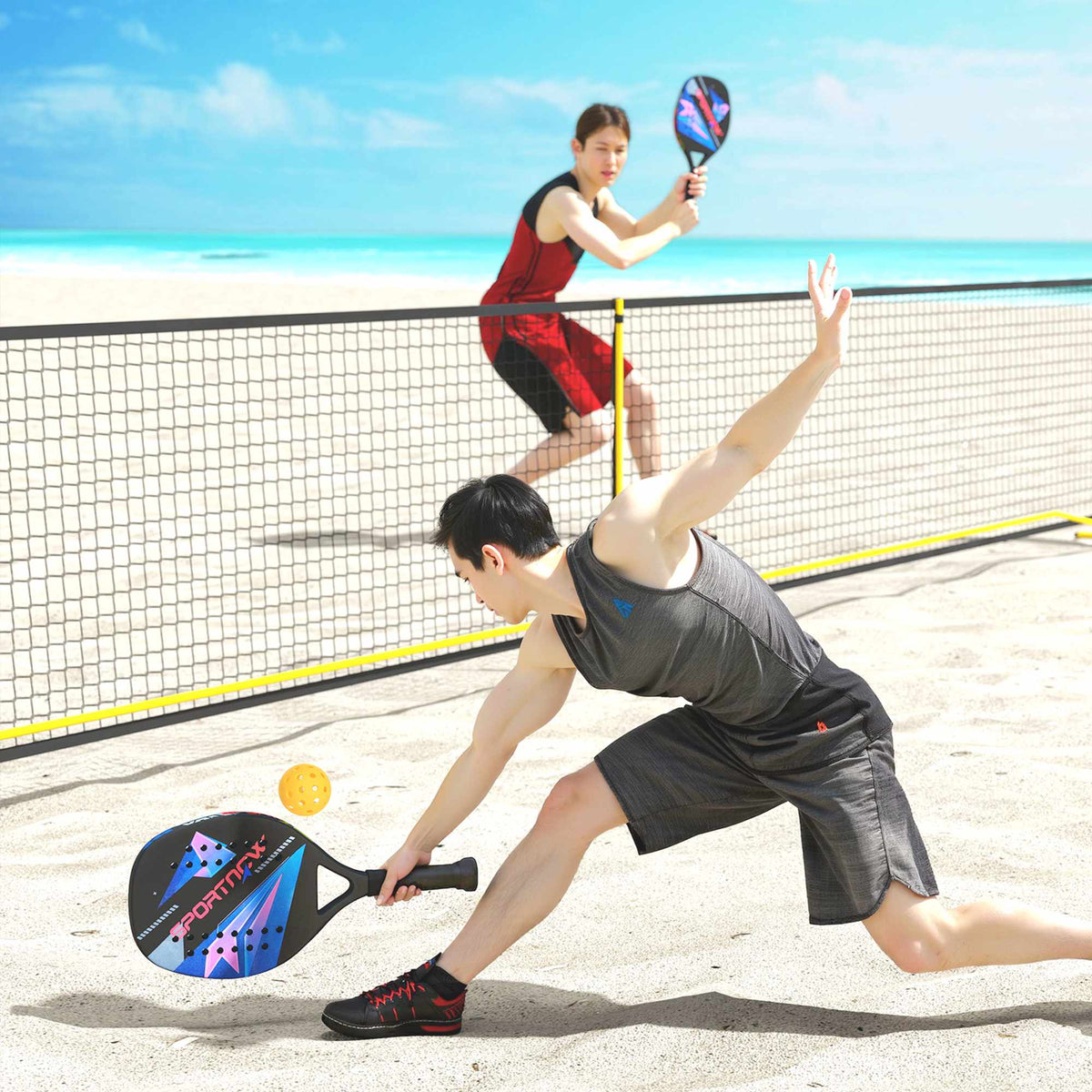Sada pálek na pickleball, karbonová vlákna, protiskluzová rukojeť, taška v balení