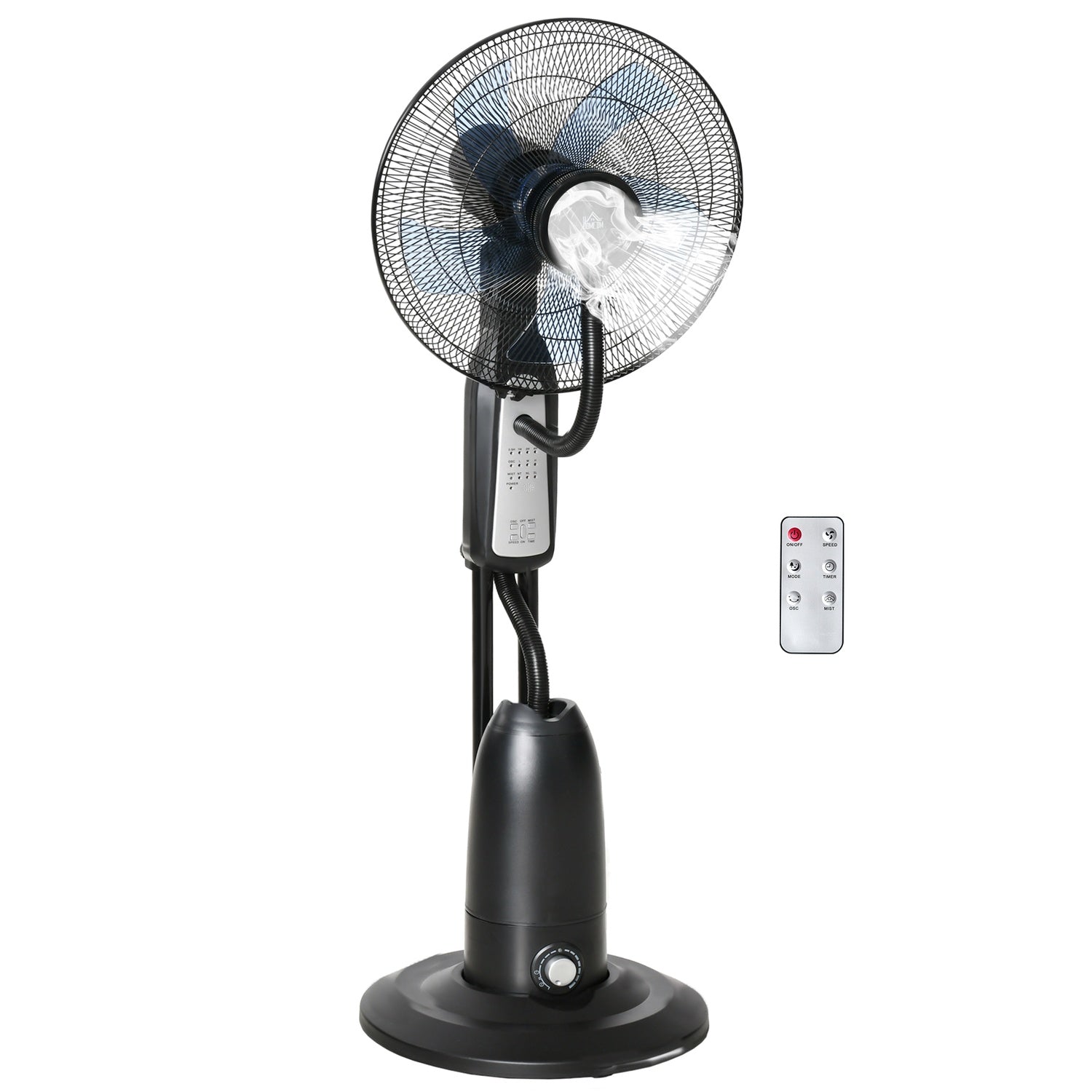 Piedestalfläkt med dimma, timer, justerbar vinkel, 3 lägen