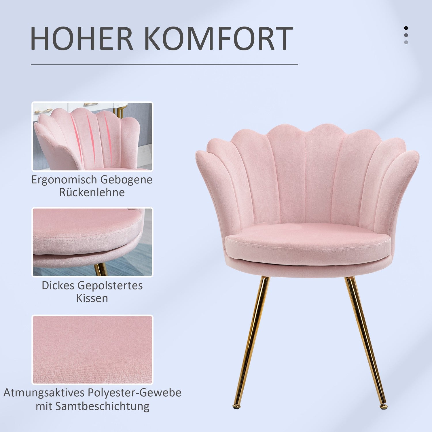 Růžové sametové lounge křeslo, design Lotus, kovová základna