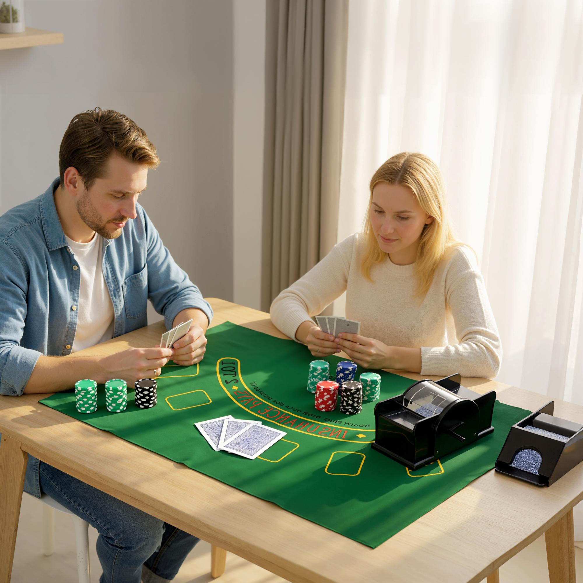 Pokerset med 300 marker, 2 kortlekar, tärningar, fodral för 8 spelare