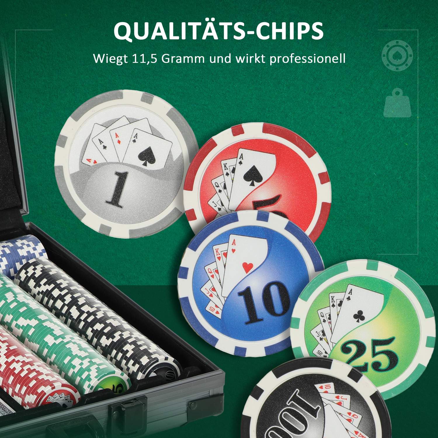 Pokerset med 400 marker, lekmatta och aluminiumfodral