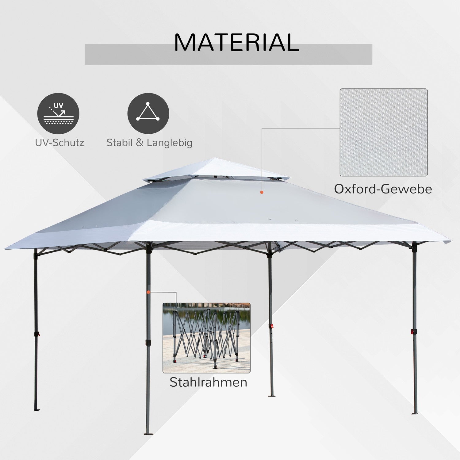 Pop-Up Garden Gazebo 3,5x3,5m, UV-skydd, Oxford-tyg