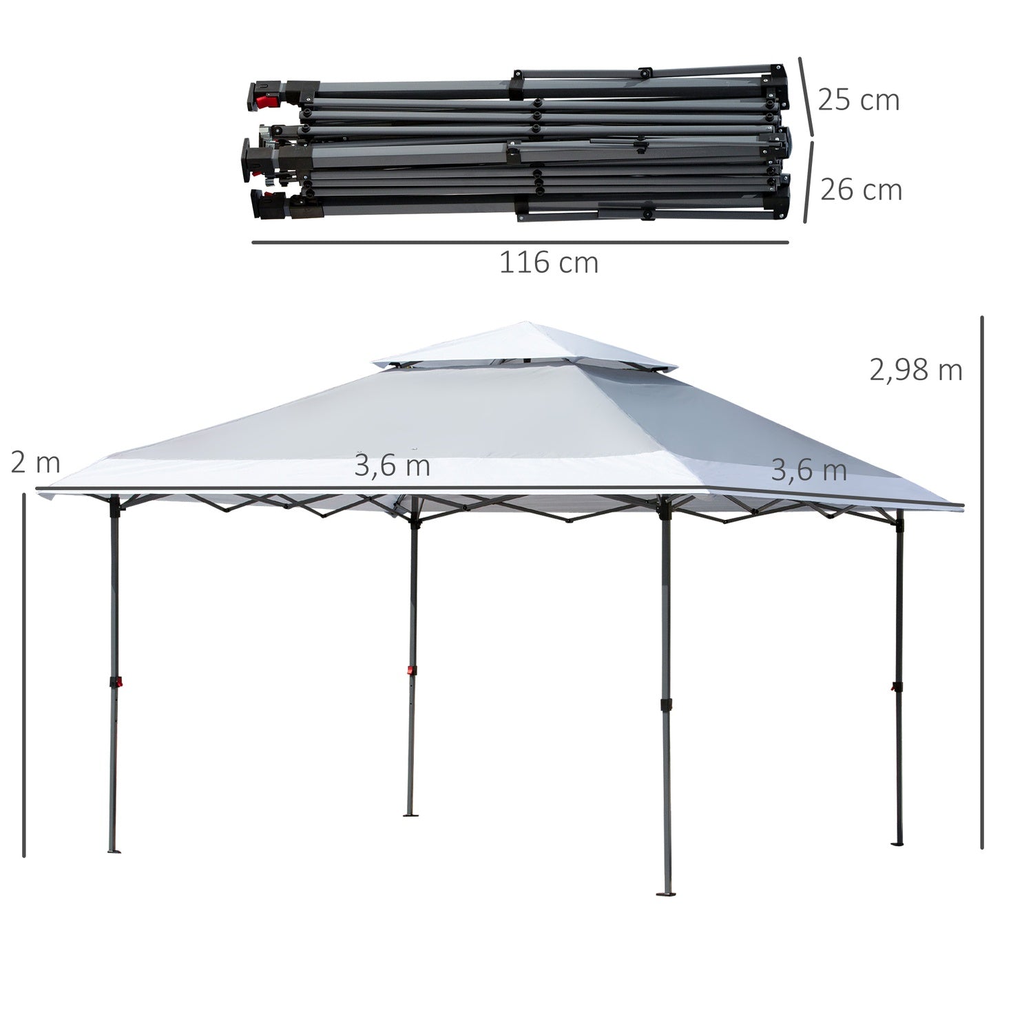 Pop-Up Garden Gazebo 3,5x3,5m, UV-skydd, Oxford-tyg