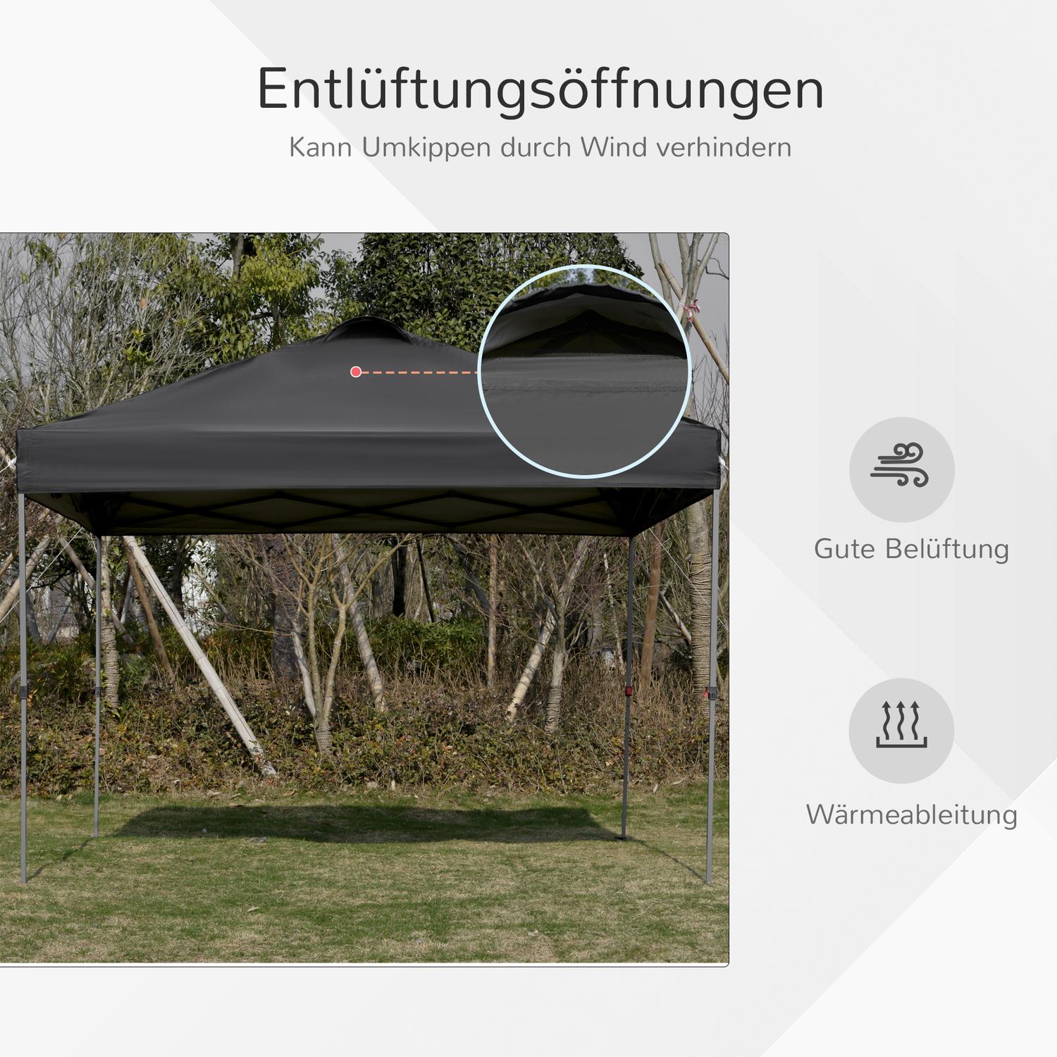 Pop-Up Garden Gazebo, 3x3m, UV-skydd, Svart