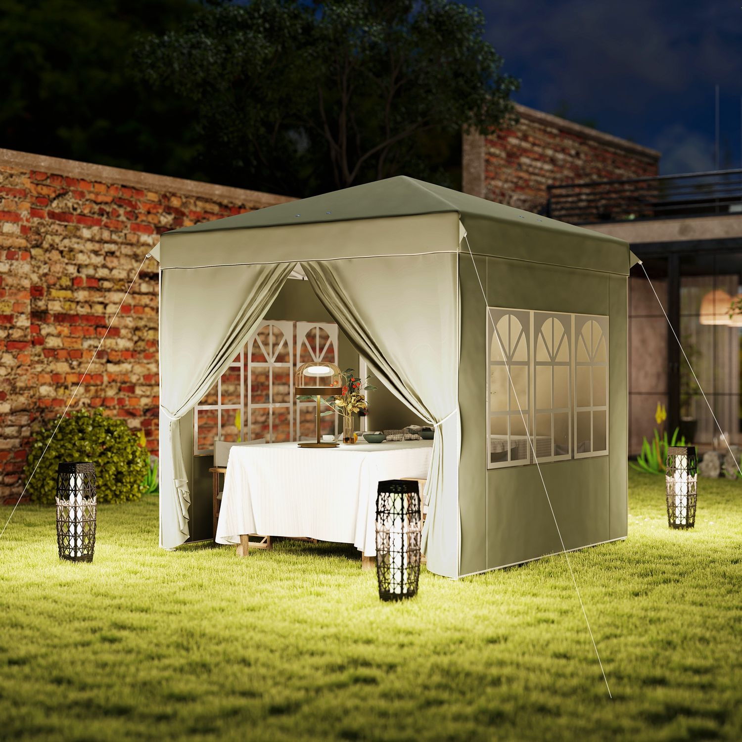 Párty stan Pop-Up 2,5x2,5m, UV 50+, vodoodpudivý, krémový