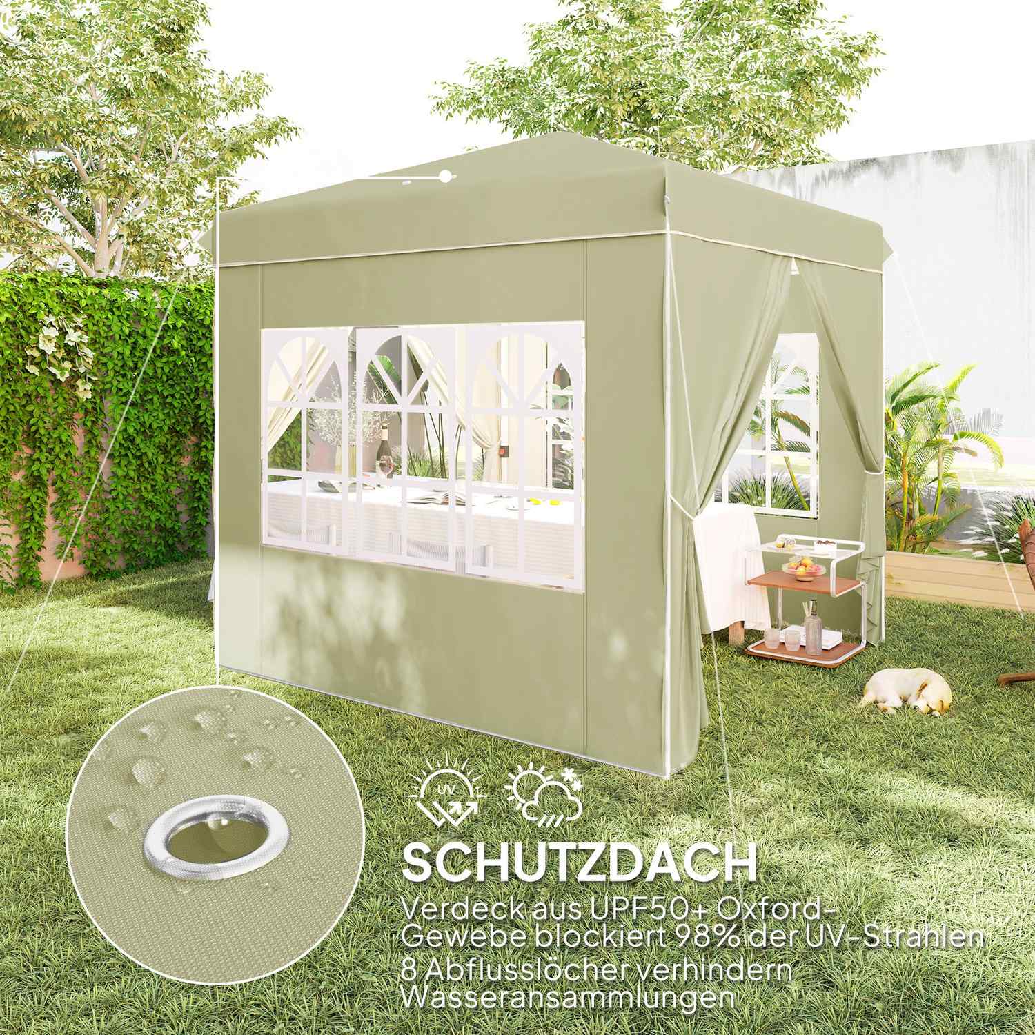 Párty stan Pop-Up 2,5x2,5m, UV 50+, vodoodpudivý, krémový