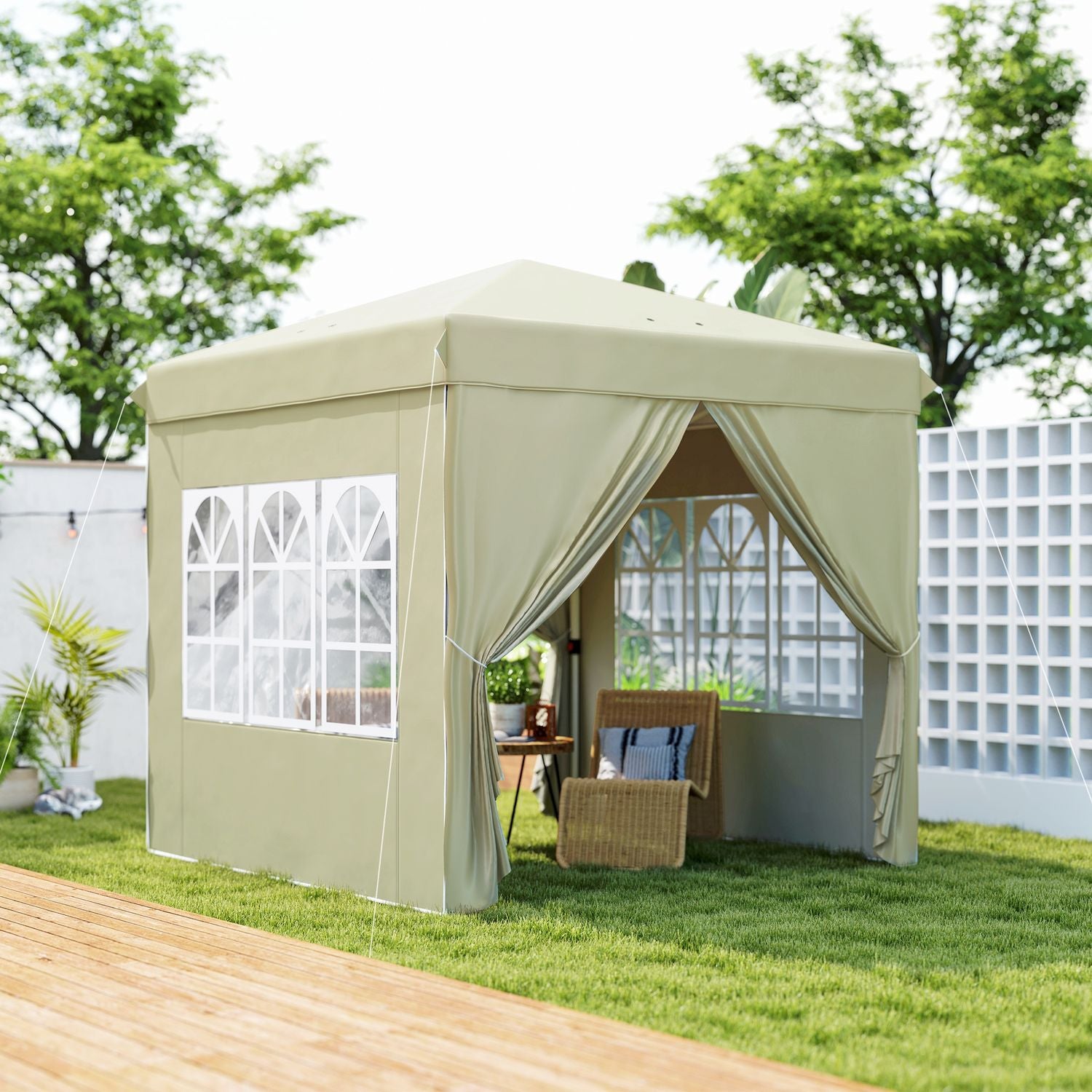 Párty stan Pop-Up 2,5x2,5m, UV 50+, vodoodpudivý, krémový