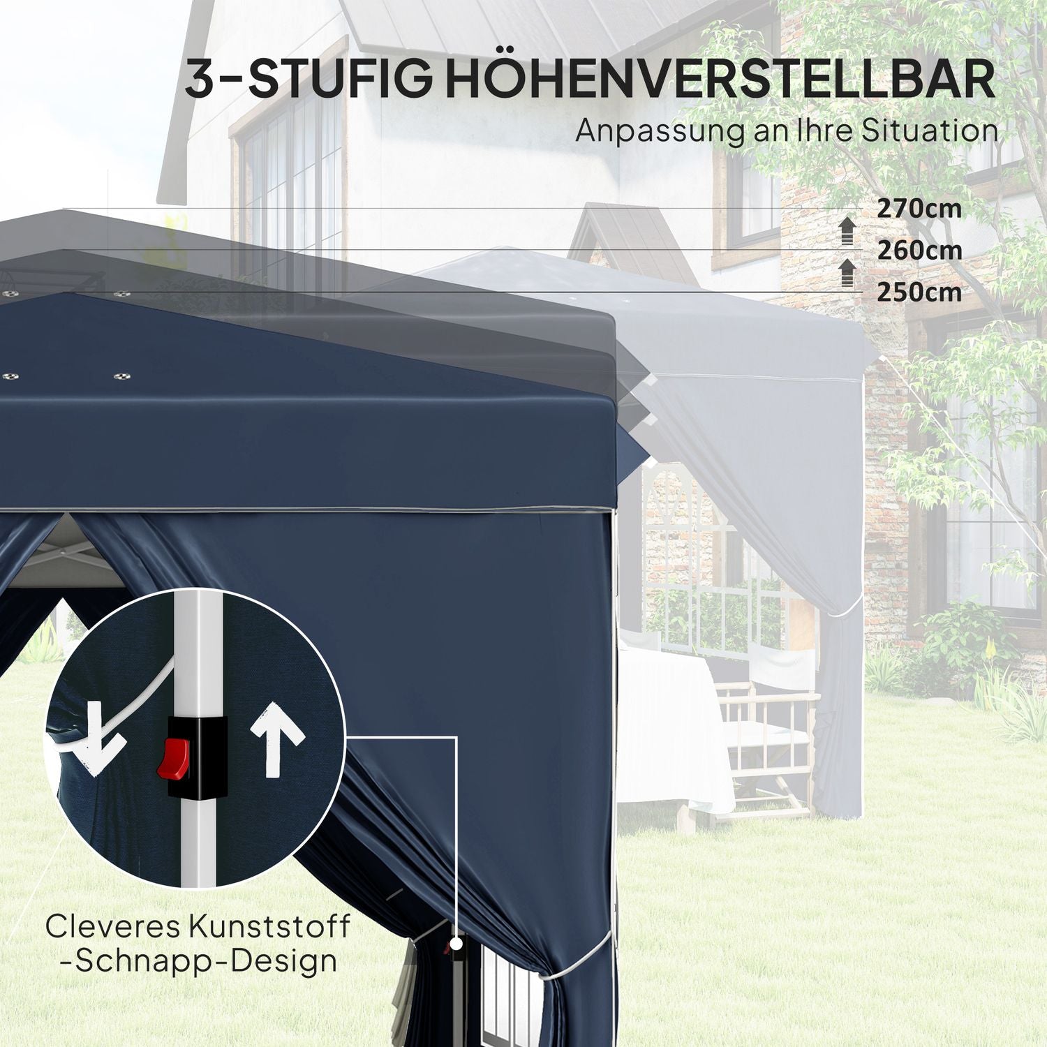 Pop-Up Gazebo, 2,5x2,5m, vattenavvisande, UV 50+