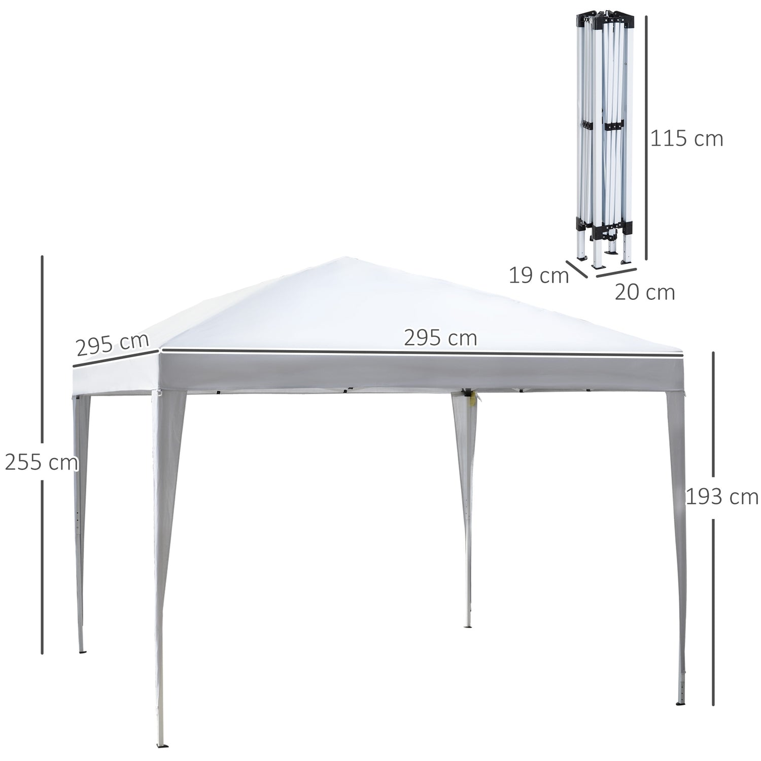 Pop-Up Gazebo 2,95x2,95M, UV-beständig, stålram