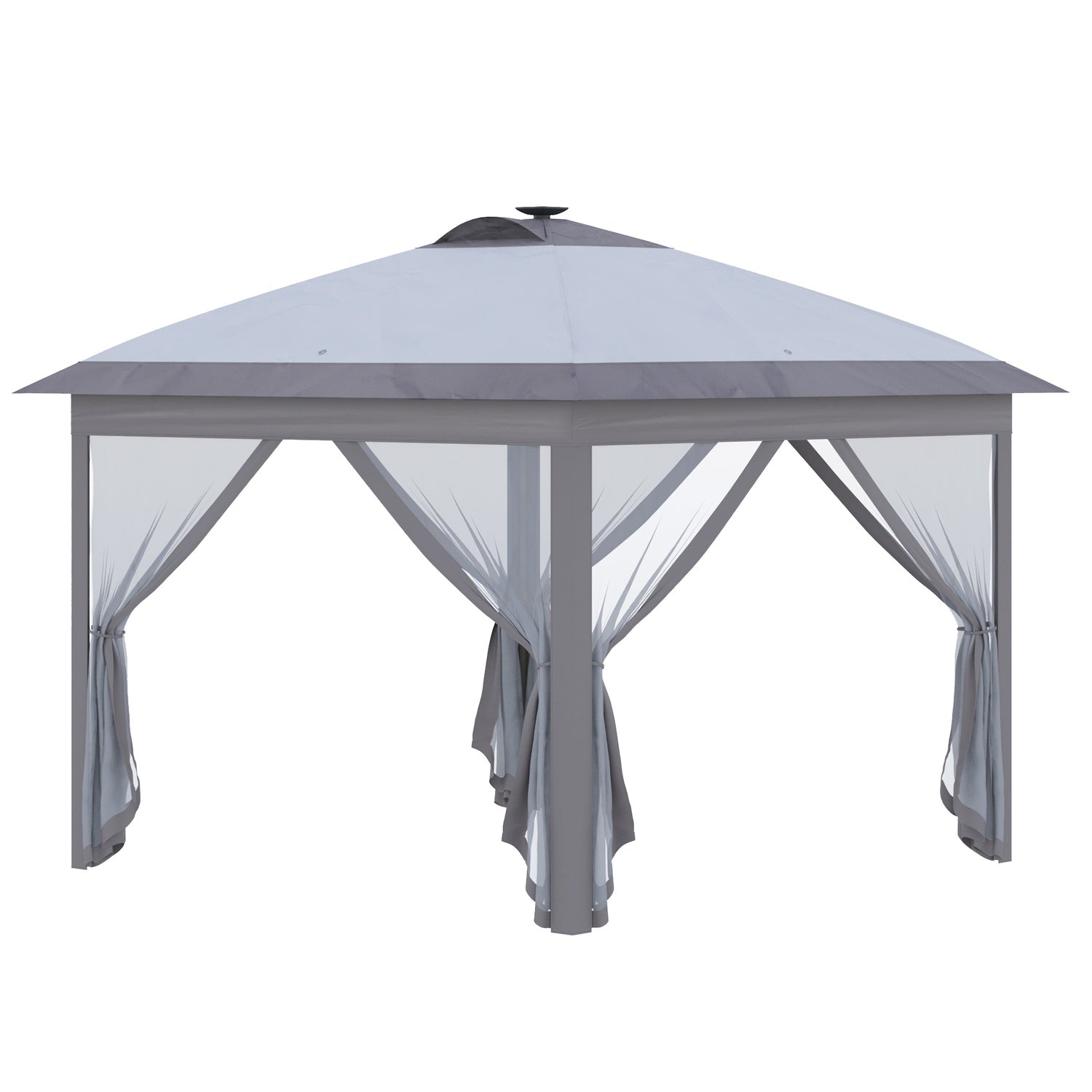 Pop-Up Gazebo 3,3x3,3M med LED, Meshväggar, Solskydd