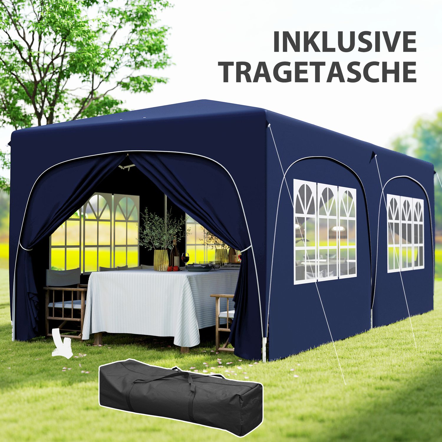 Párty stan Pop-Up, 3x6m, UV 50+, vodoodpudivý, tmavě modrý