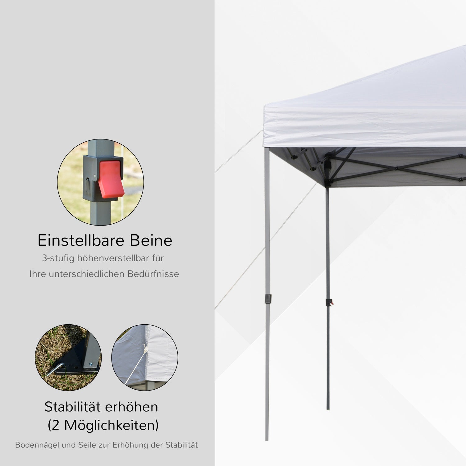 Pop-Up White Garden Gazebo 2,95m UV-skydd
