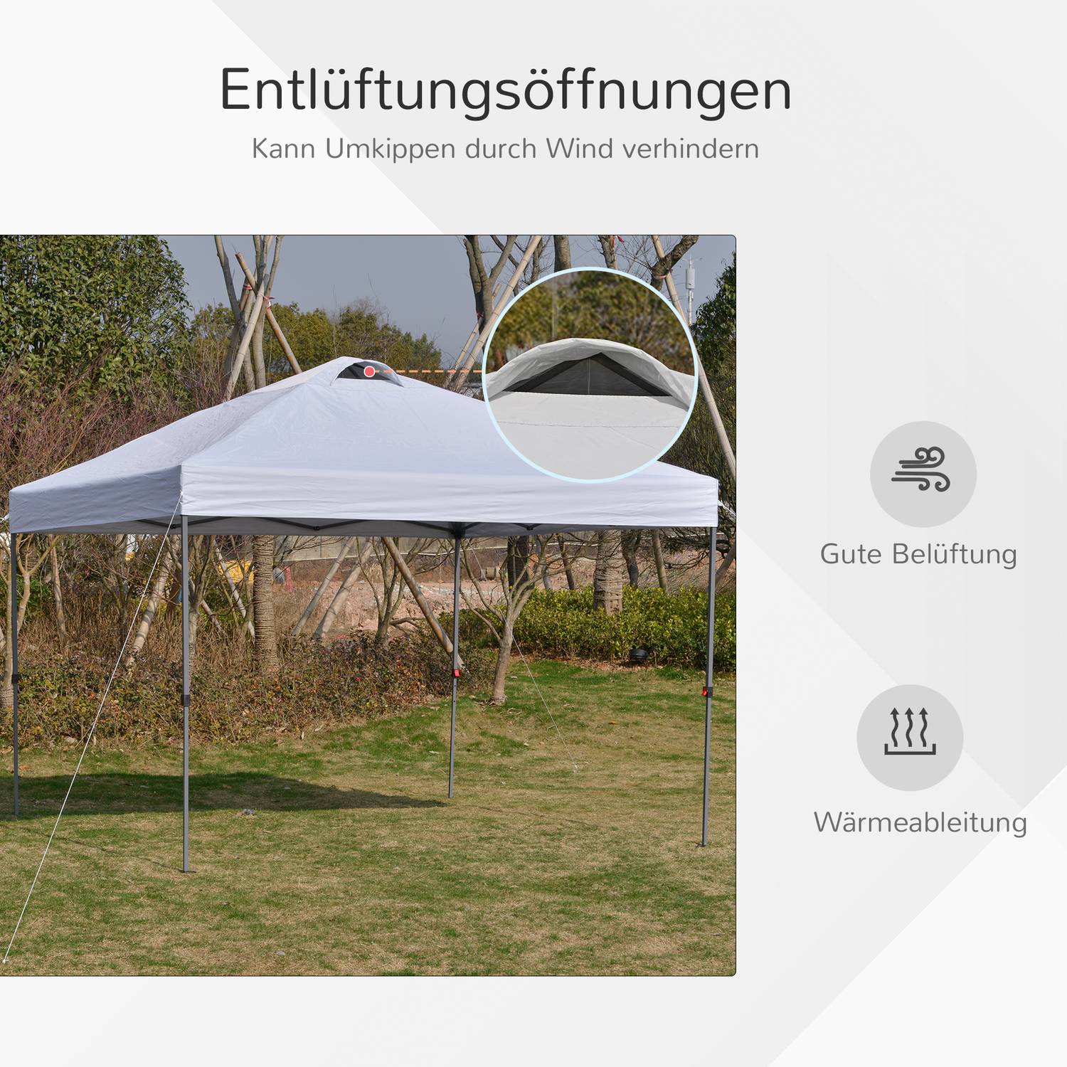 Pop-Up White Garden Gazebo 2,95m UV-skydd