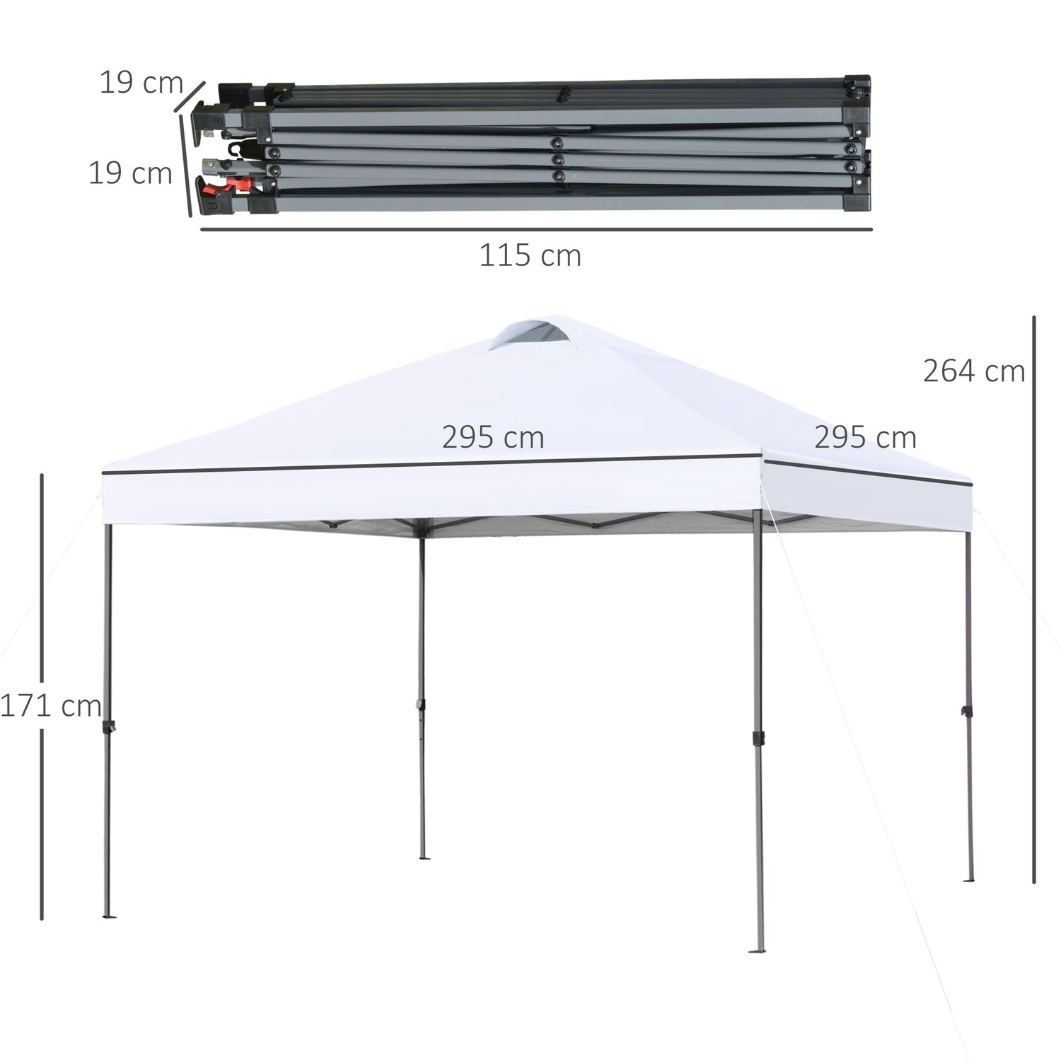 Pop-Up White Garden Gazebo 2,95m UV-skydd