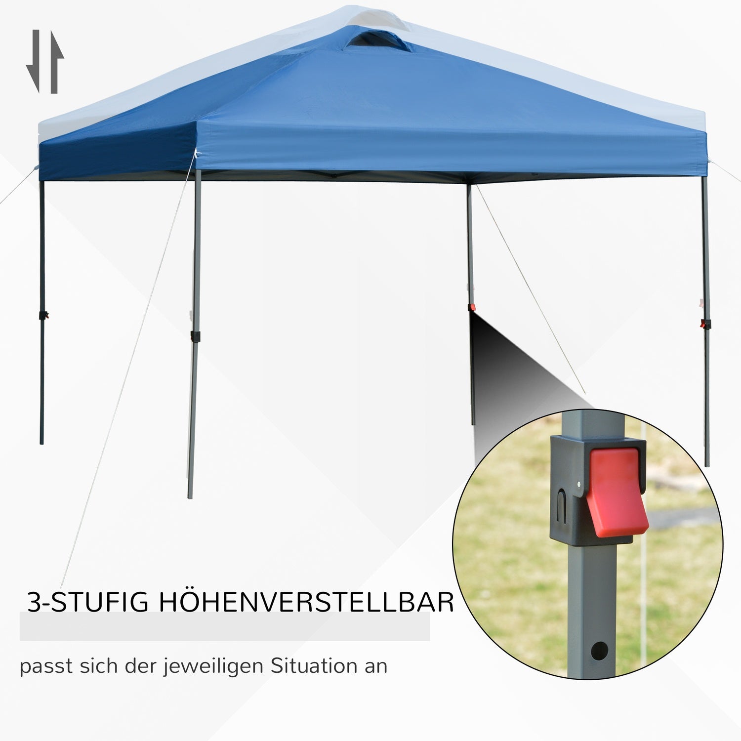Pop-up fällbart lusthus 3x3m, Vattentät, Vintertät, Blå