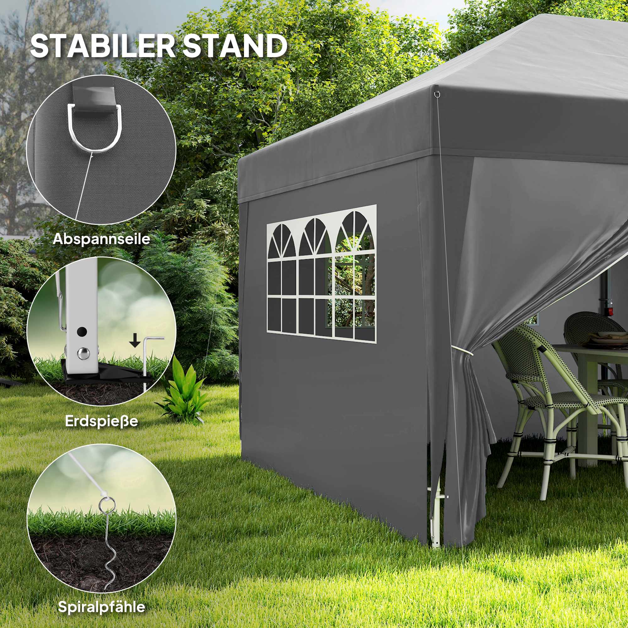 Pop-up-paviljong 6x3m med avtagbara väggar, UV-skydd