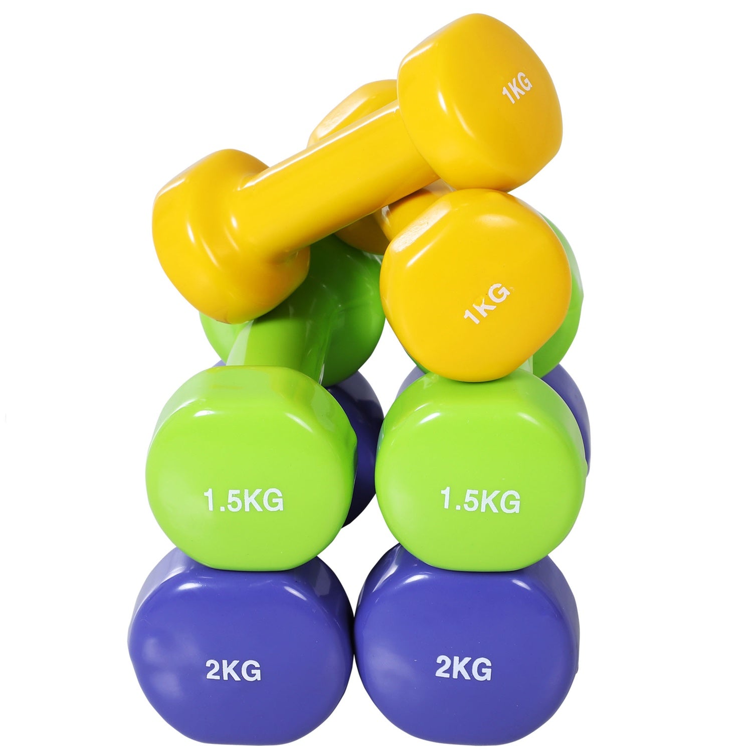 Portabelt hantelset med fodral, 4 par, 1-2 kg