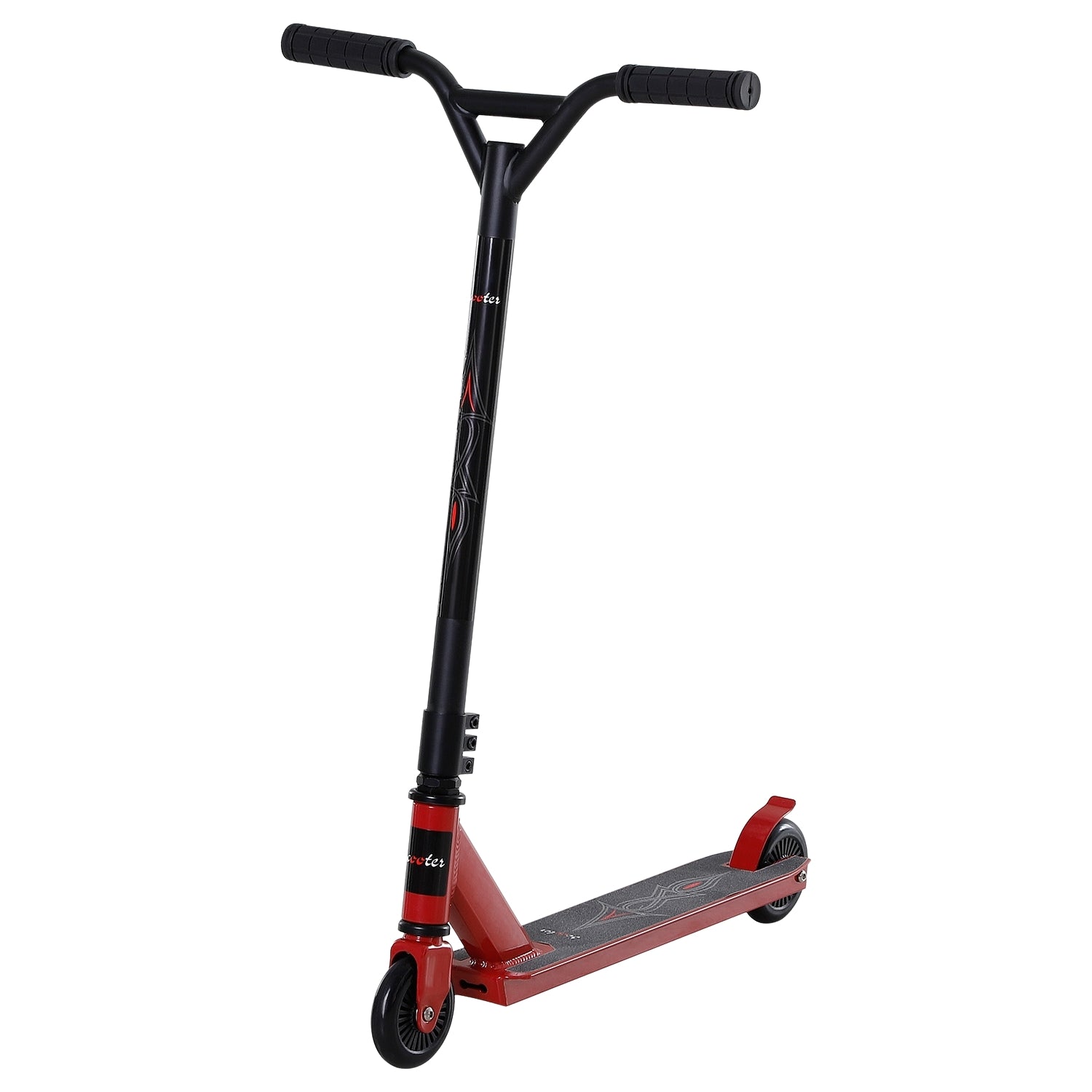 Pro Freestyle Stunt Scooter, Aluminium, 100 mm hjul, Röd