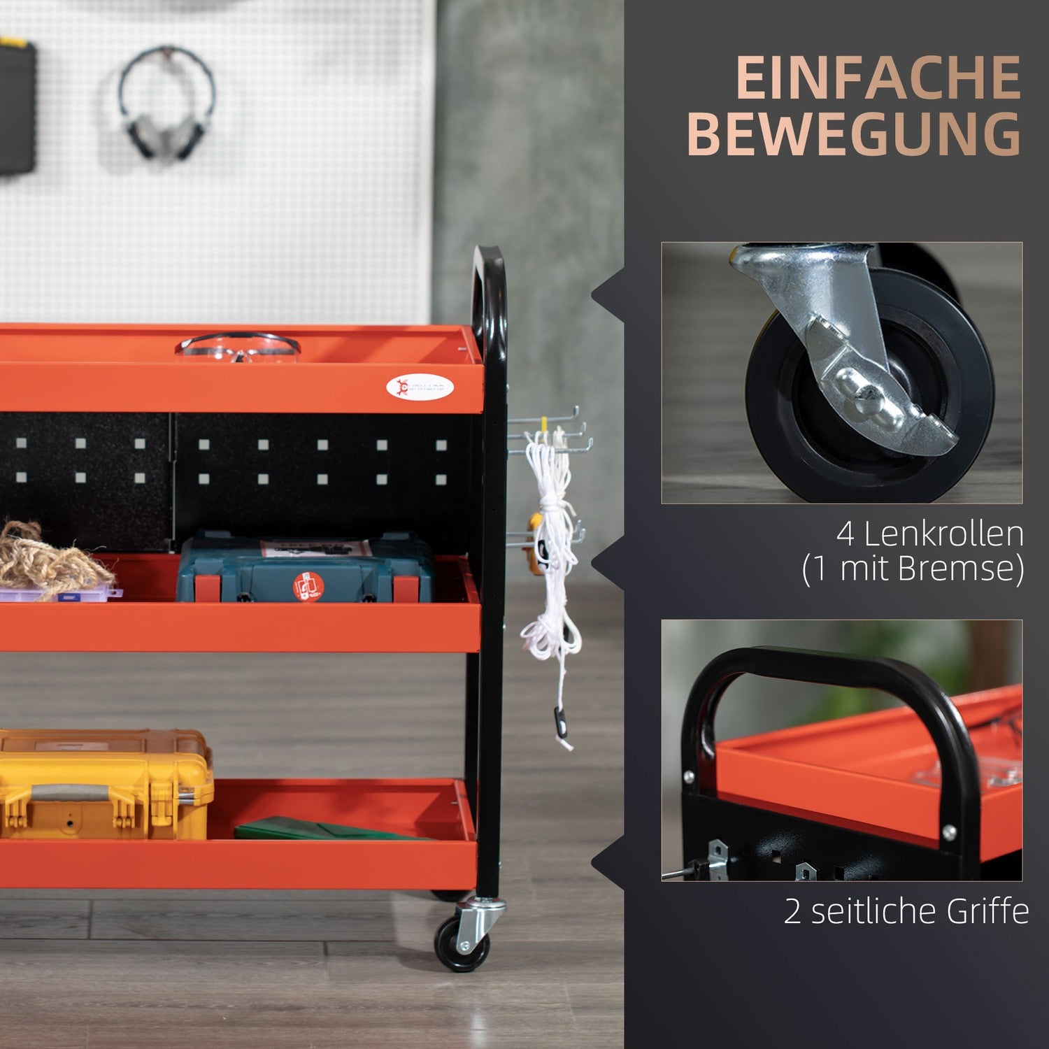 Röd garagehylla – 100 kg lastkapacitet