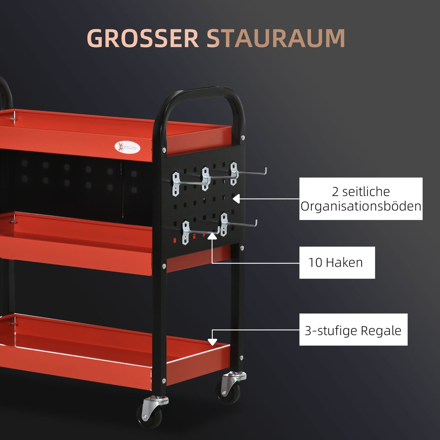 Röd garagehylla – 100 kg lastkapacitet