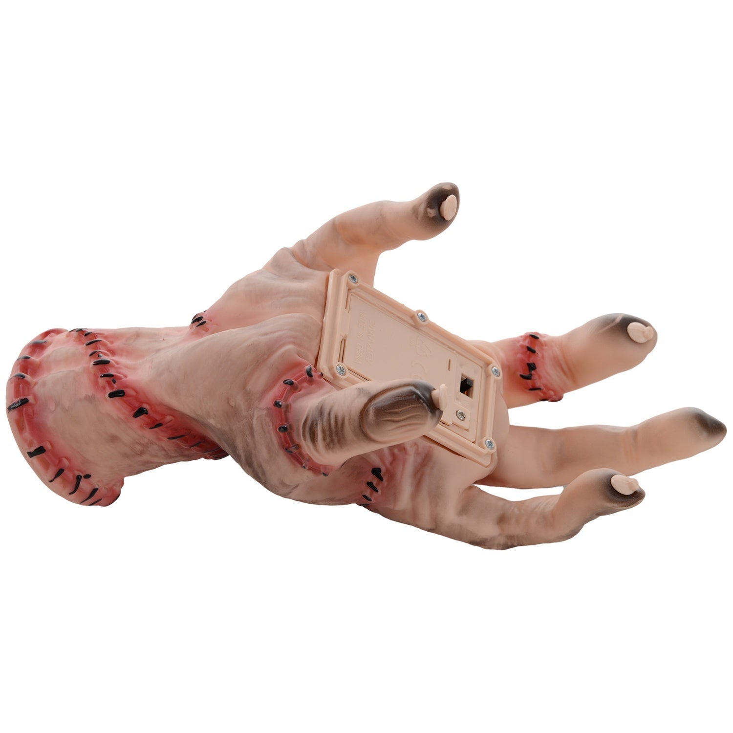Realistická halloweenská rekvizita ruky Scar, 21 cm, s pohyblivými funkcemi a zvukem