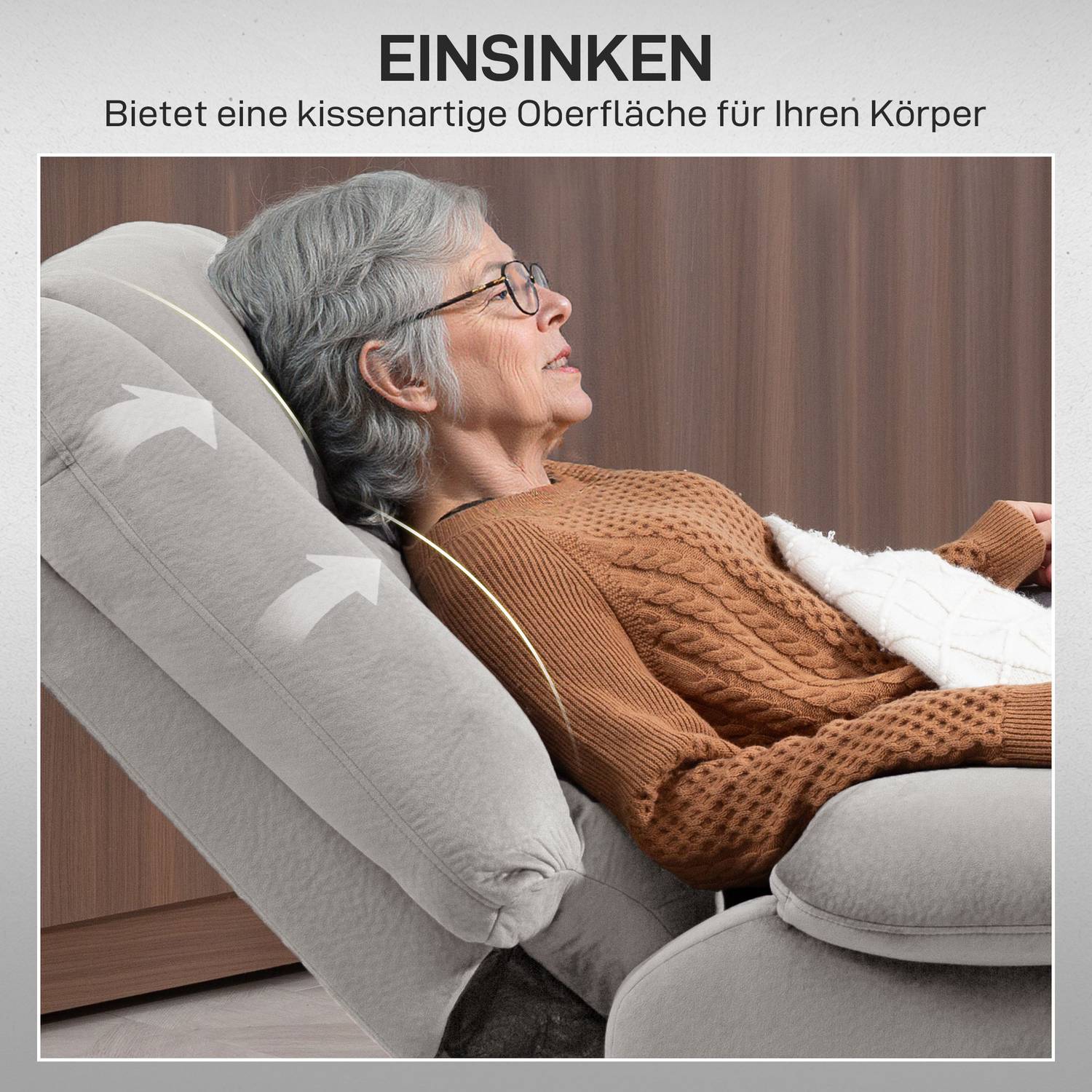 Riser stol med massagefunktion, 90x93x110cm, ljusgrå