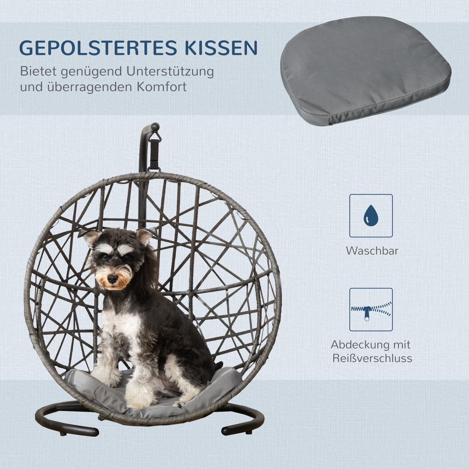 Rotting hundkennel & katthus, utomhuskudde, grå