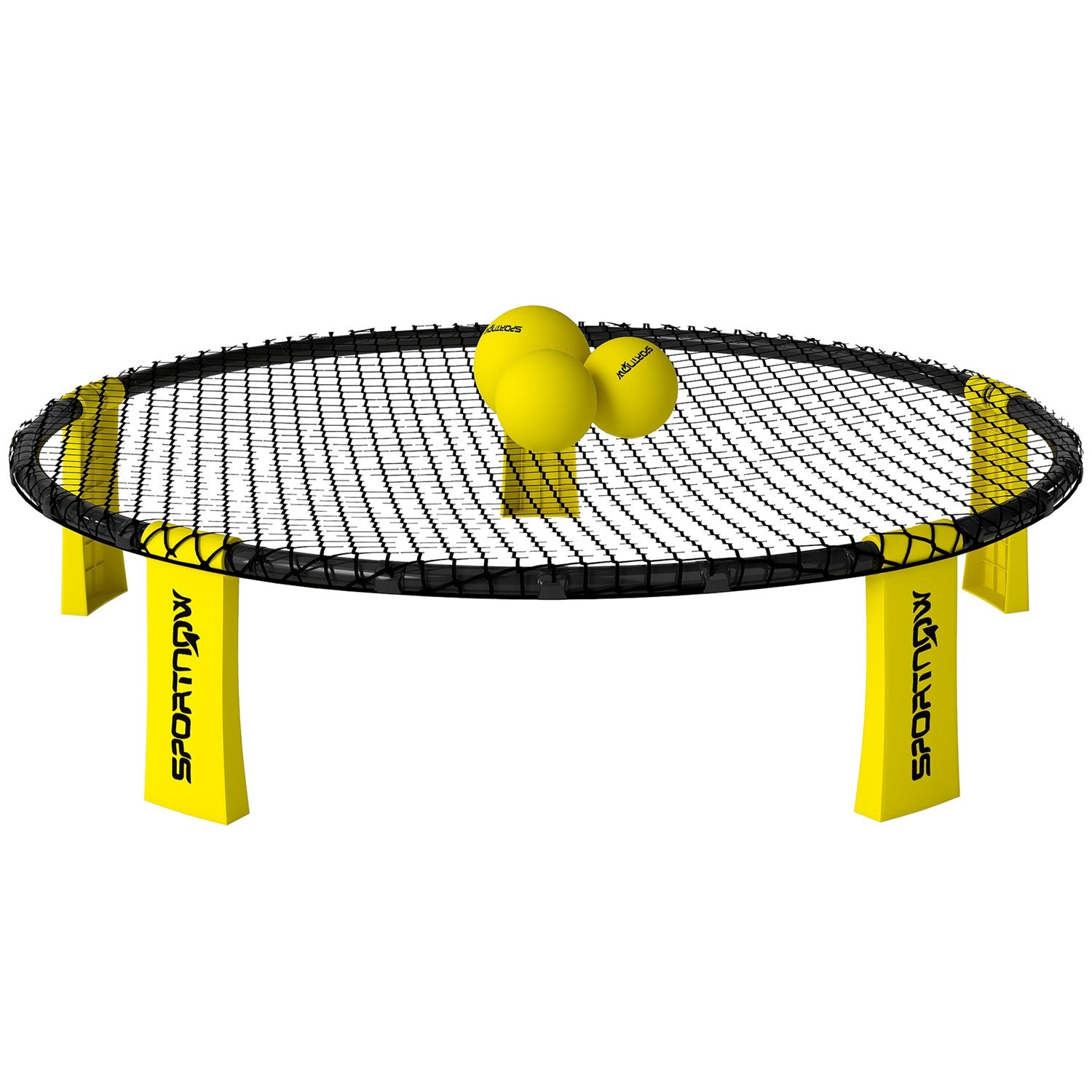 Roundnet Set Spelset med leknät 3 bollar bärväska boll pump spikeball set Ø92 x 20 cm gul
