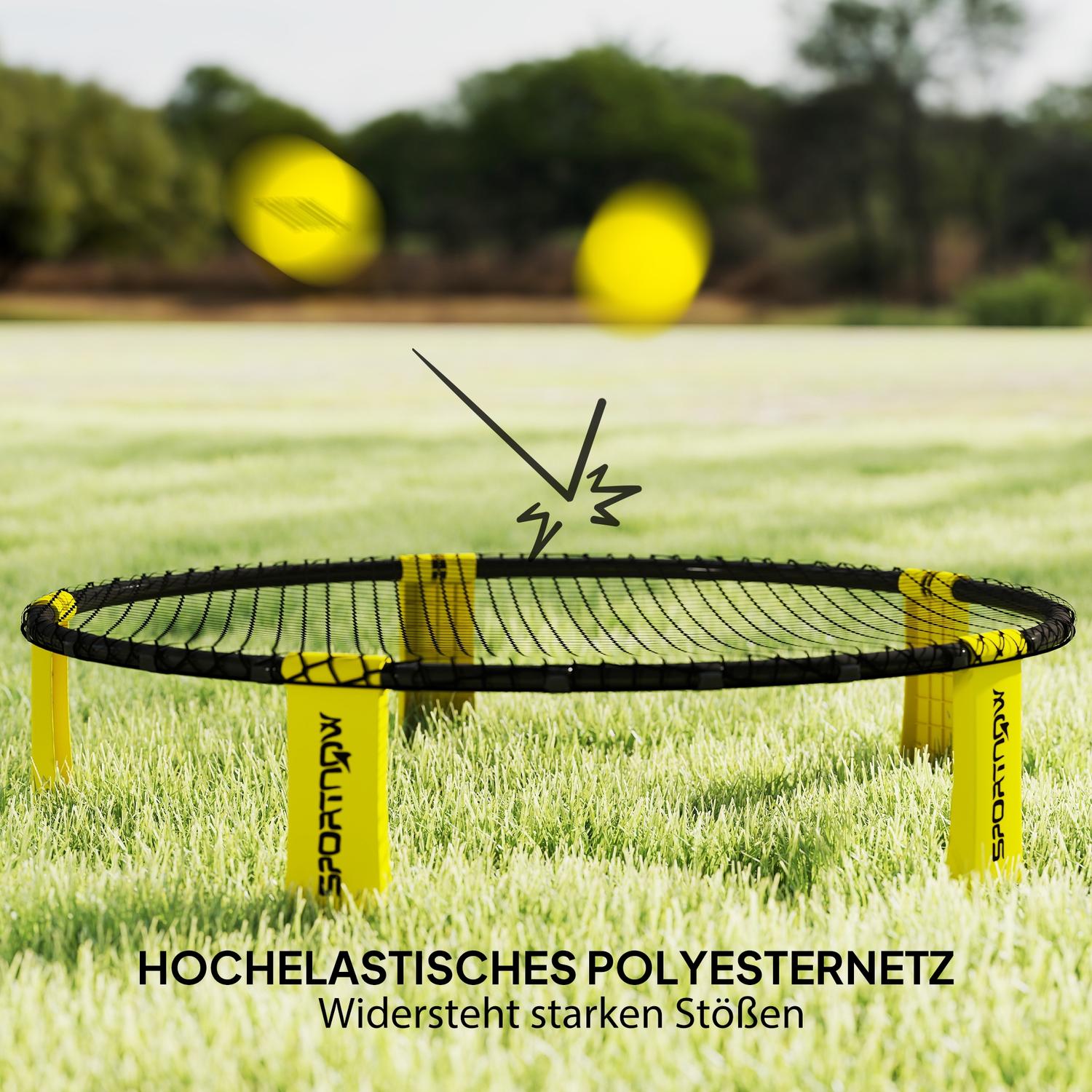 Roundnet Set Spelset med leknät 3 bollar bärväska boll pump spikeball set Ø92 x 20 cm gul