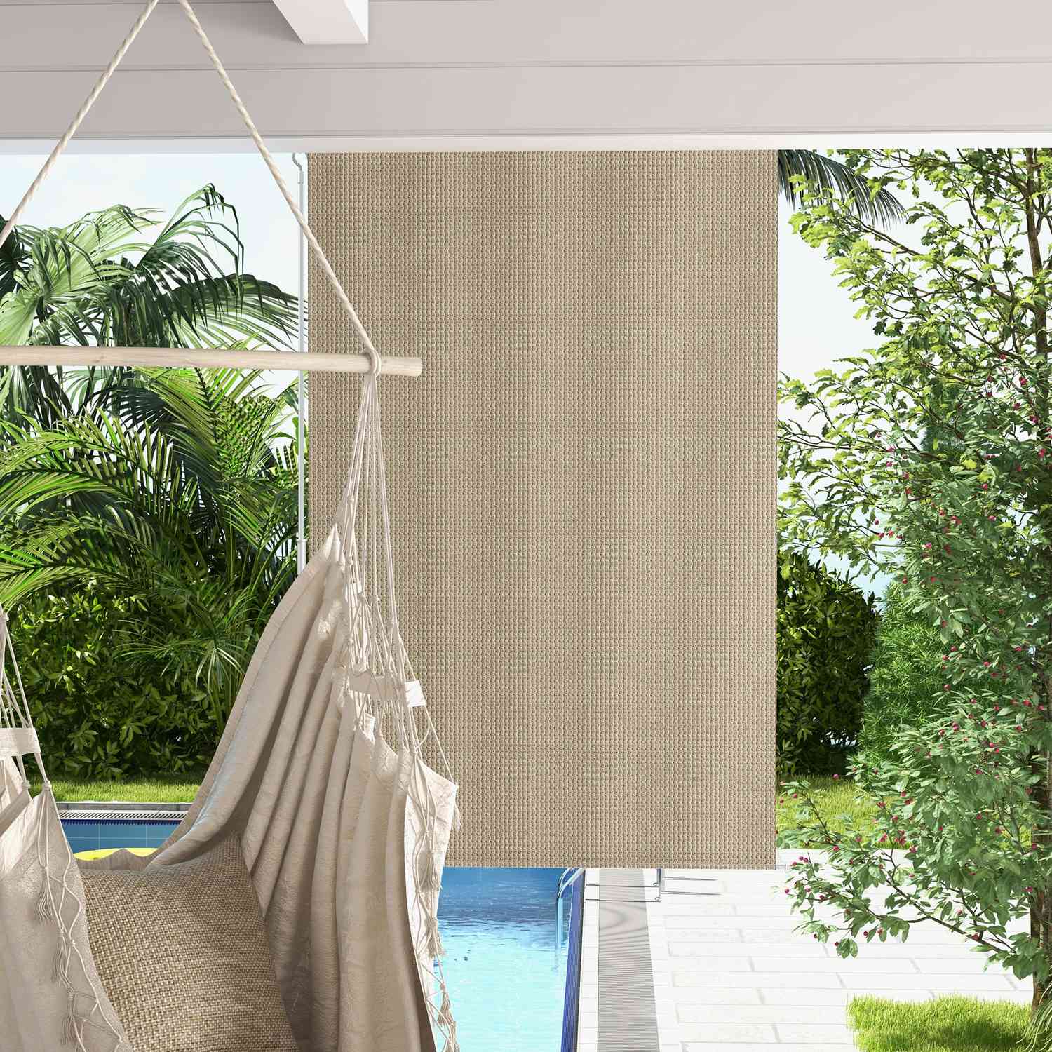 Rullgardin för utomhusbruk, Blackout Privacy Screen, 120x185 cm, Beige