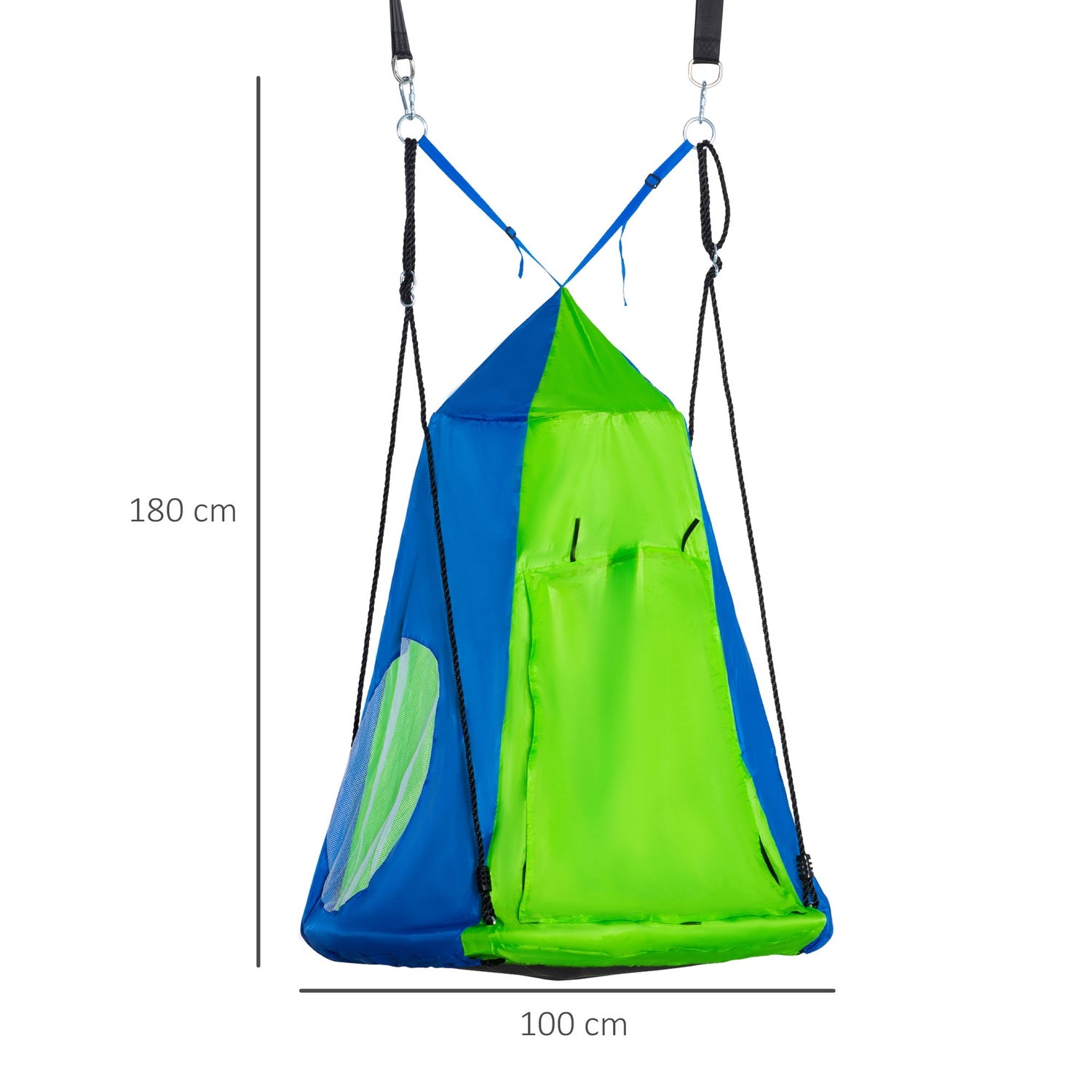 Runda gungtält för barn, Ø100 cm med dörr/fönster, kapacitet 200 kg