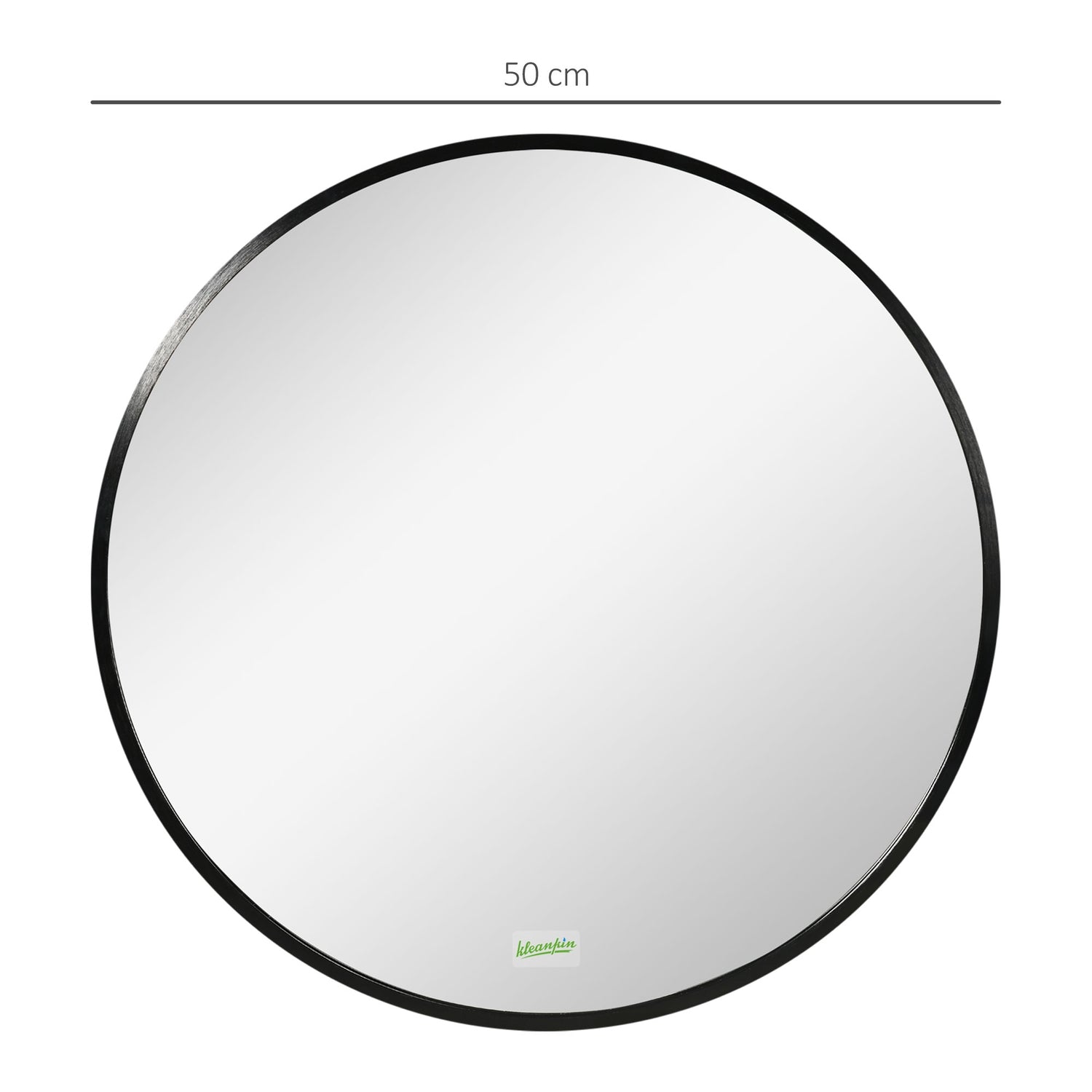 Kulaté černé koupelnové zrcadlo – Ø50 cm, hliníkový rám