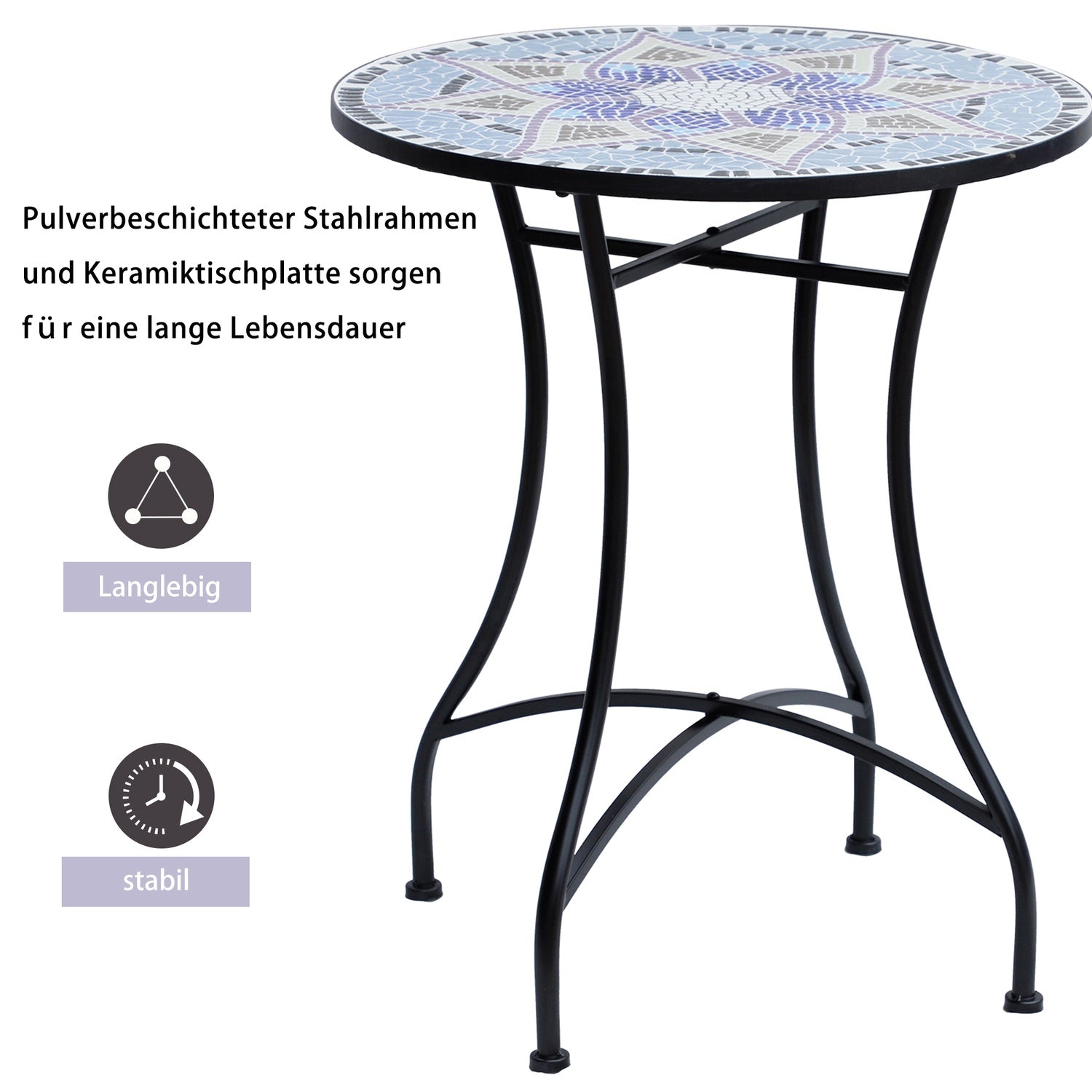 Runt Trädgårdsbalkongbord – Ø60 x H71 cm