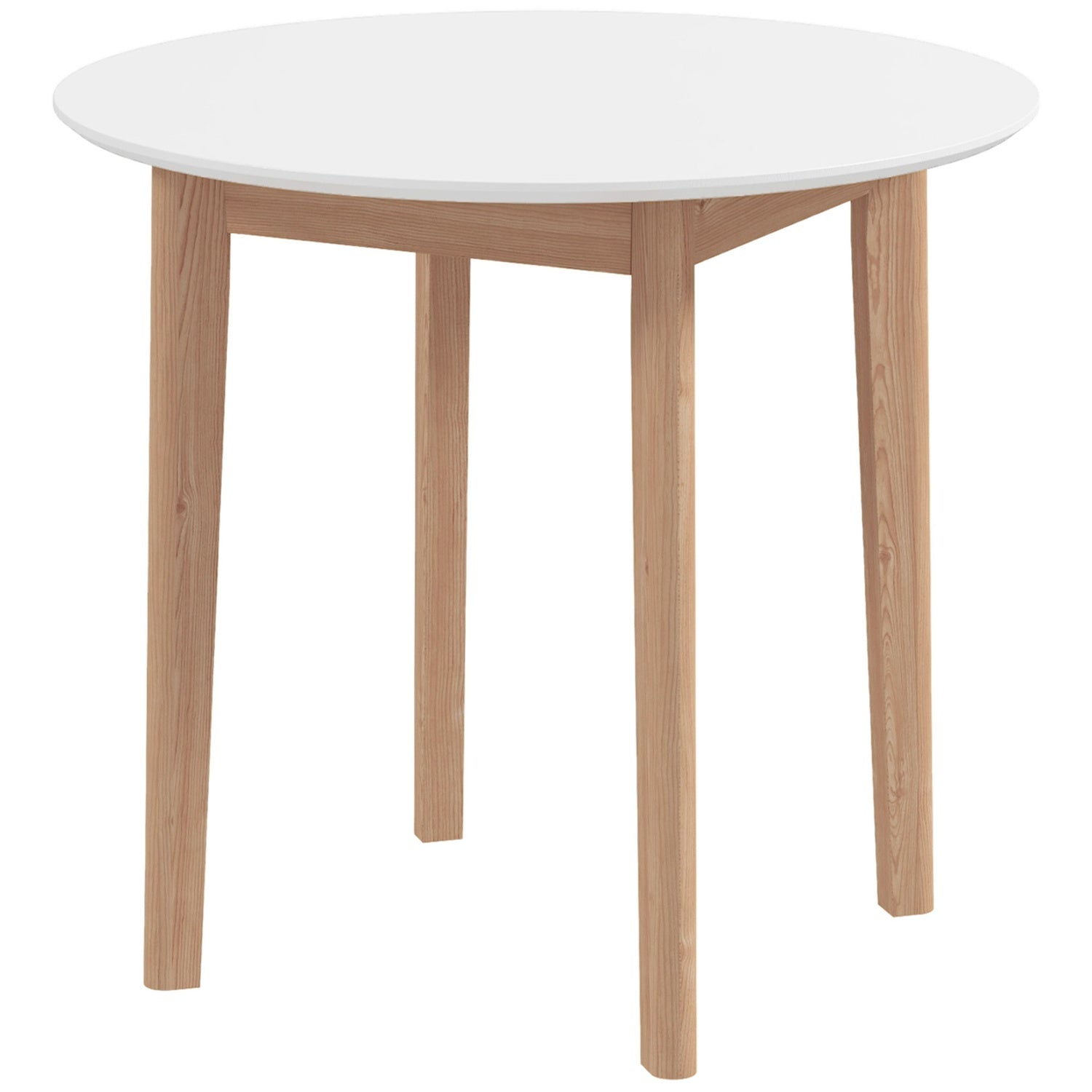 Runt matbord för 2, massivt trä, 75 cm, vit finish
