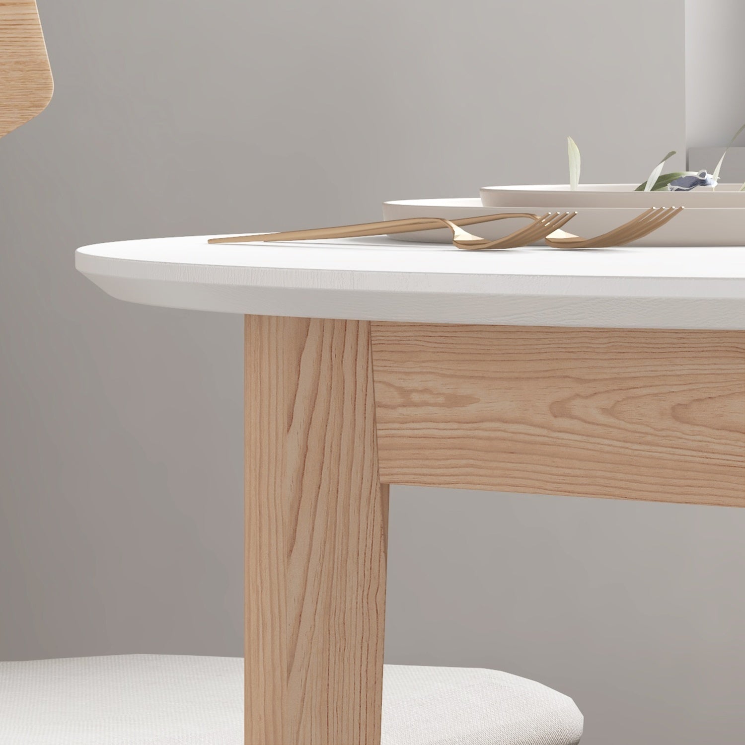Runt matbord för 2, massivt trä, 75 cm, vit finish