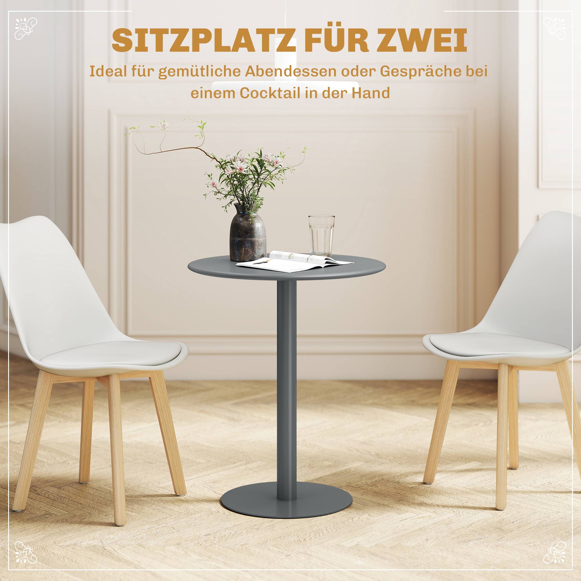 Runt matbord i stål för 2 – Kompakt, modern design