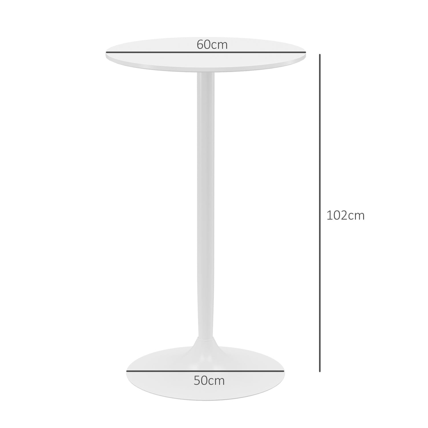 Kulatý jídelní stůl z bílé oceli – Ø60 x 102 cm