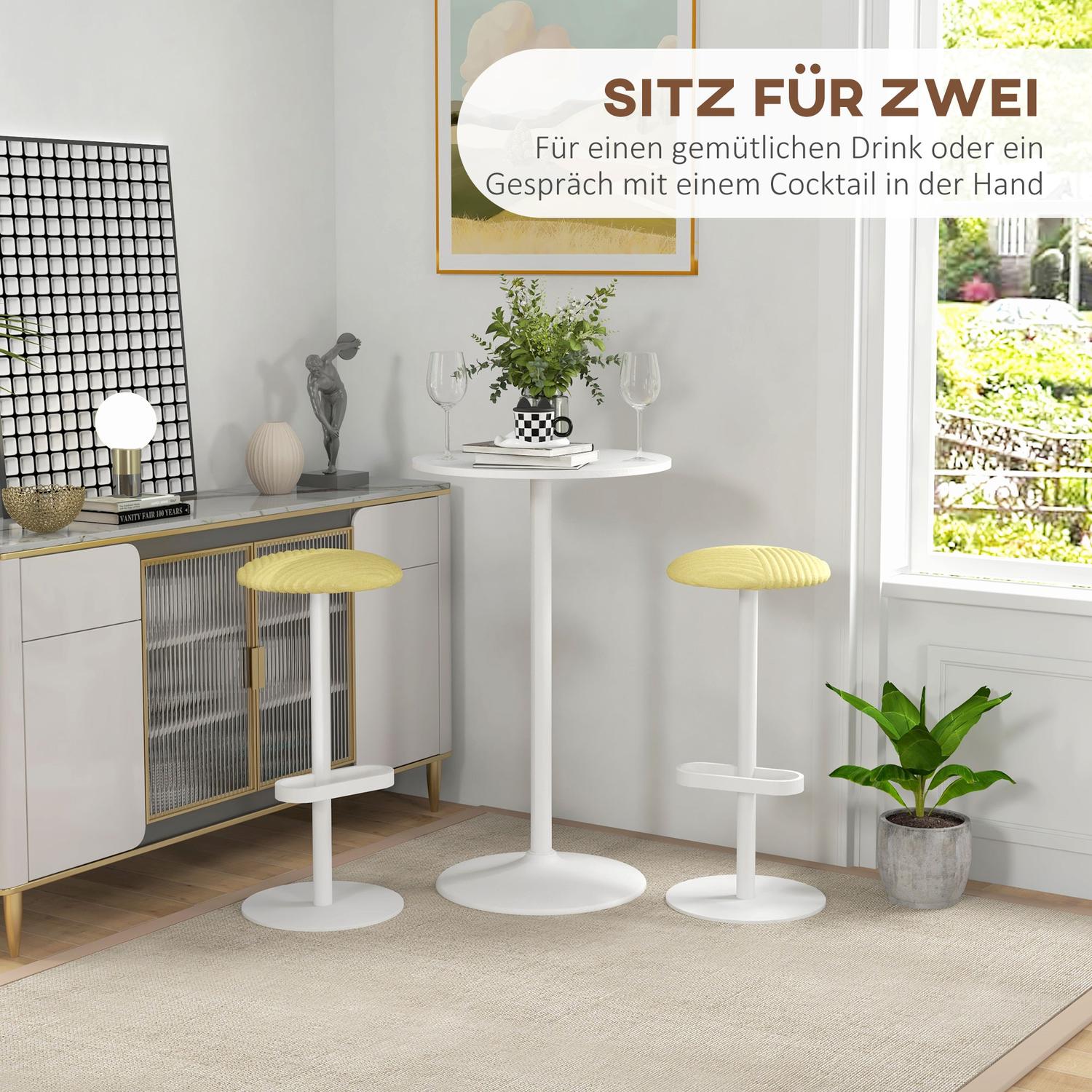 Kulatý jídelní stůl z bílé oceli – Ø60 x 102 cm