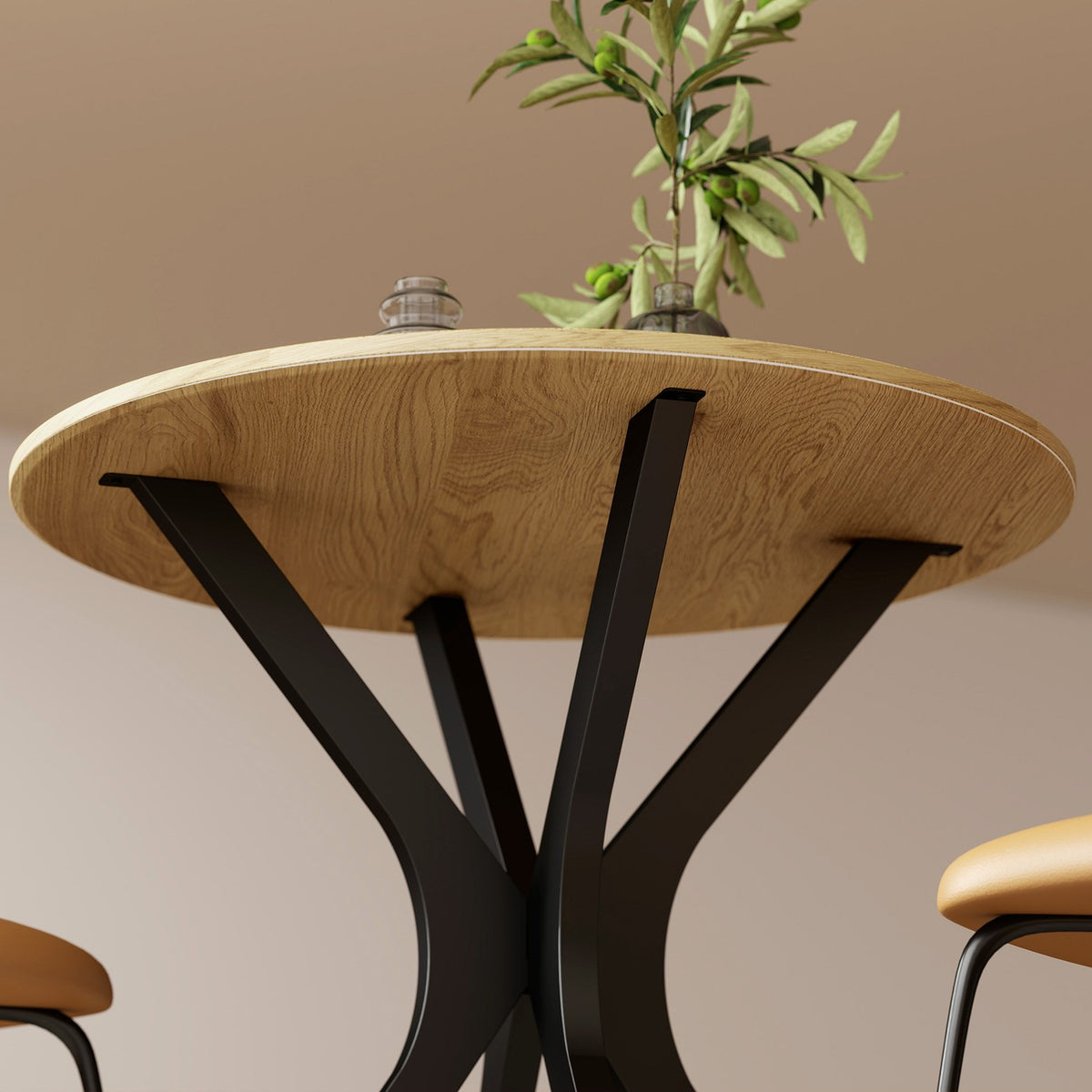 Kulatý jídelní stůl, moderní design, 78x78x75 cm, přírodní dřevo