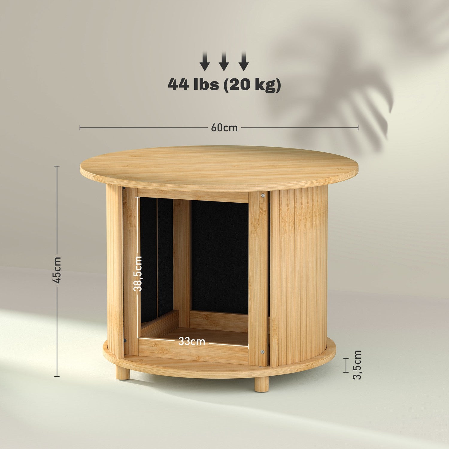 Kulatý bambusový konferenční stolek s úložným prostorem – moderní design
