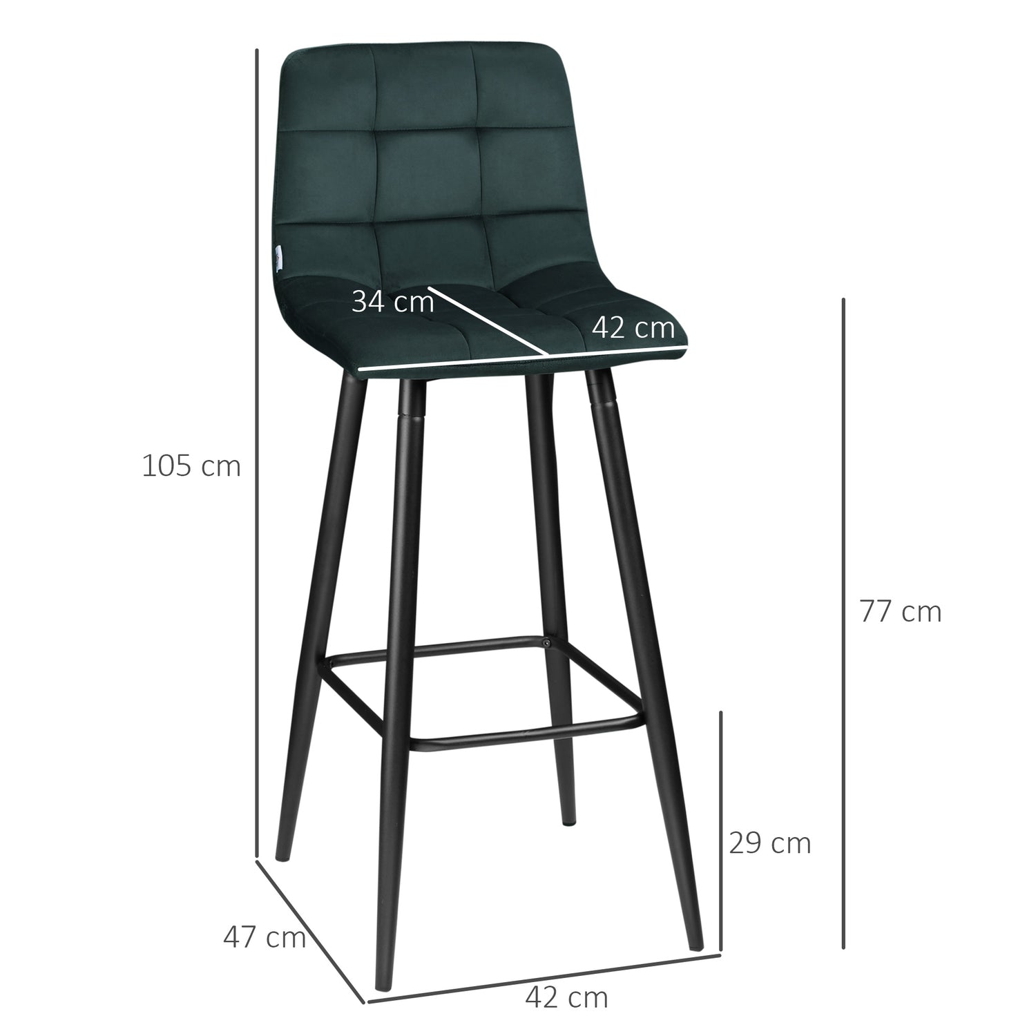 Sametové barové židle, sada 2 ks, protiskluzové, moderní design