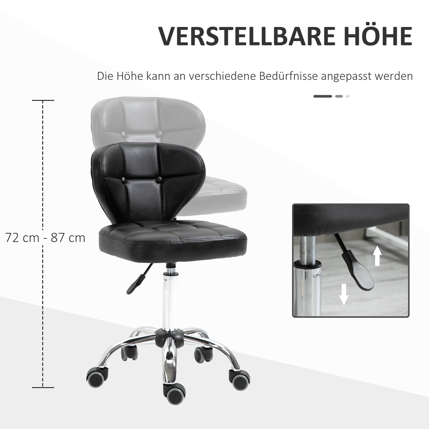 Set med 2 mörkgrå svängbara rullstolar, justerbar höjd