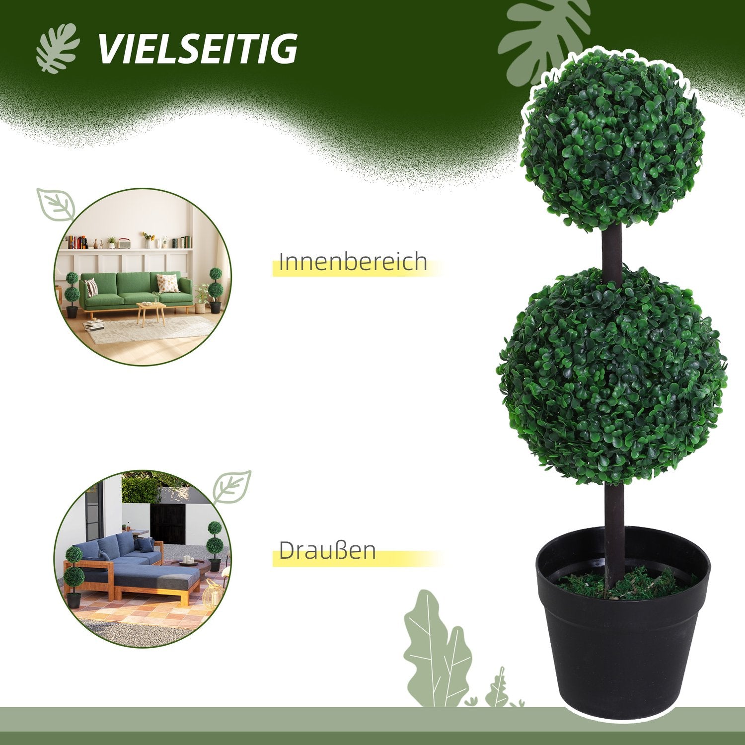 Sada 2 velkých 67cm umělých stromů se 2 koulemi