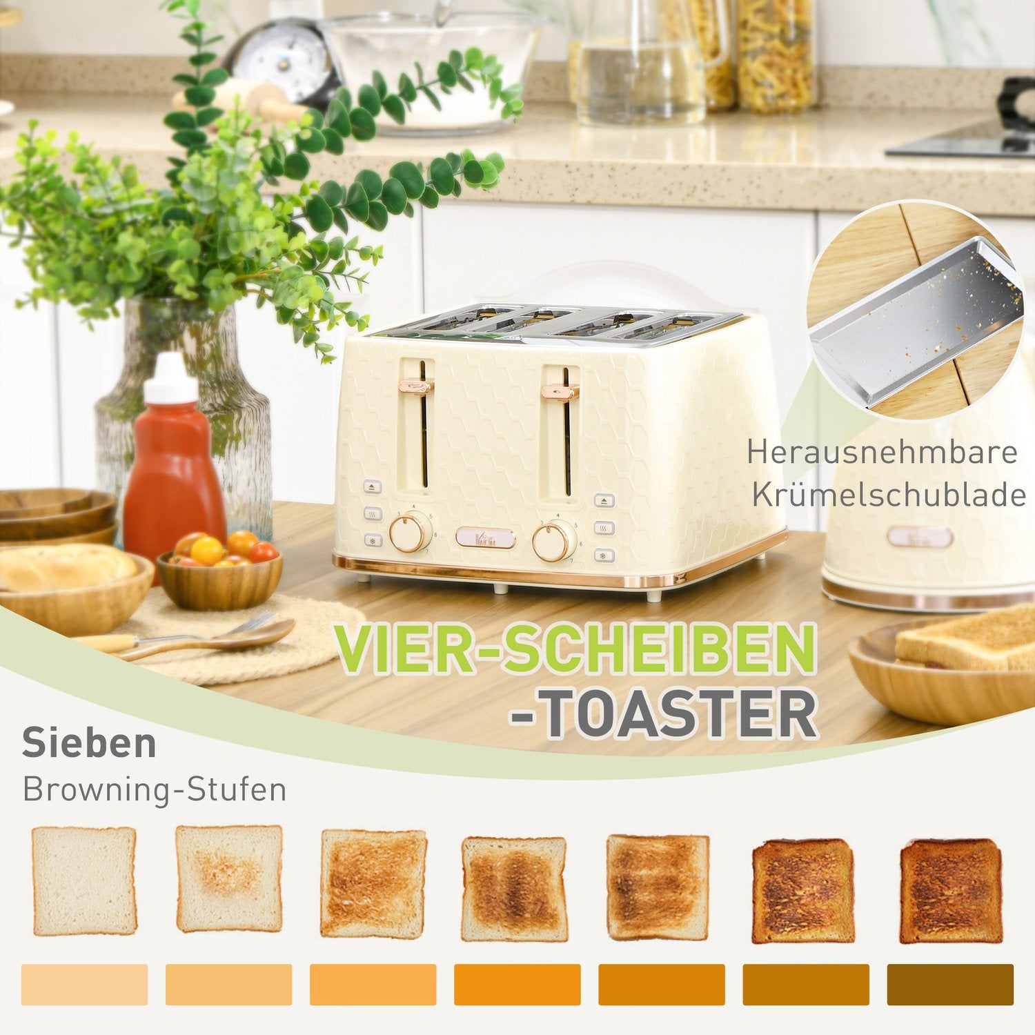 Sada rychlovarné konvice a toustovače – 1,7 l, 4 plátky, 7 stupňů opečení