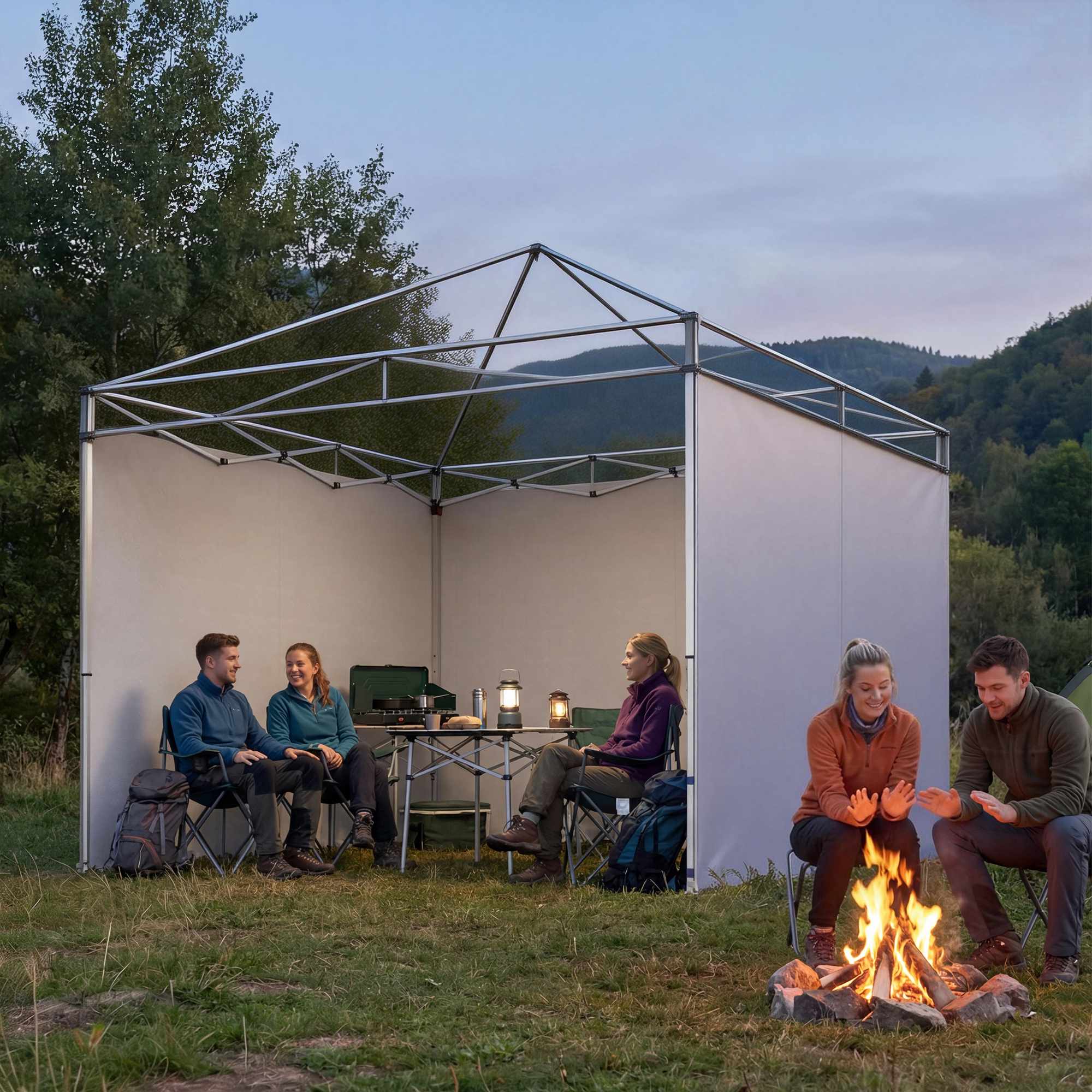 Sidoväggar till paviljonger, 3x3m, UPF 50+ Oxfordtyg