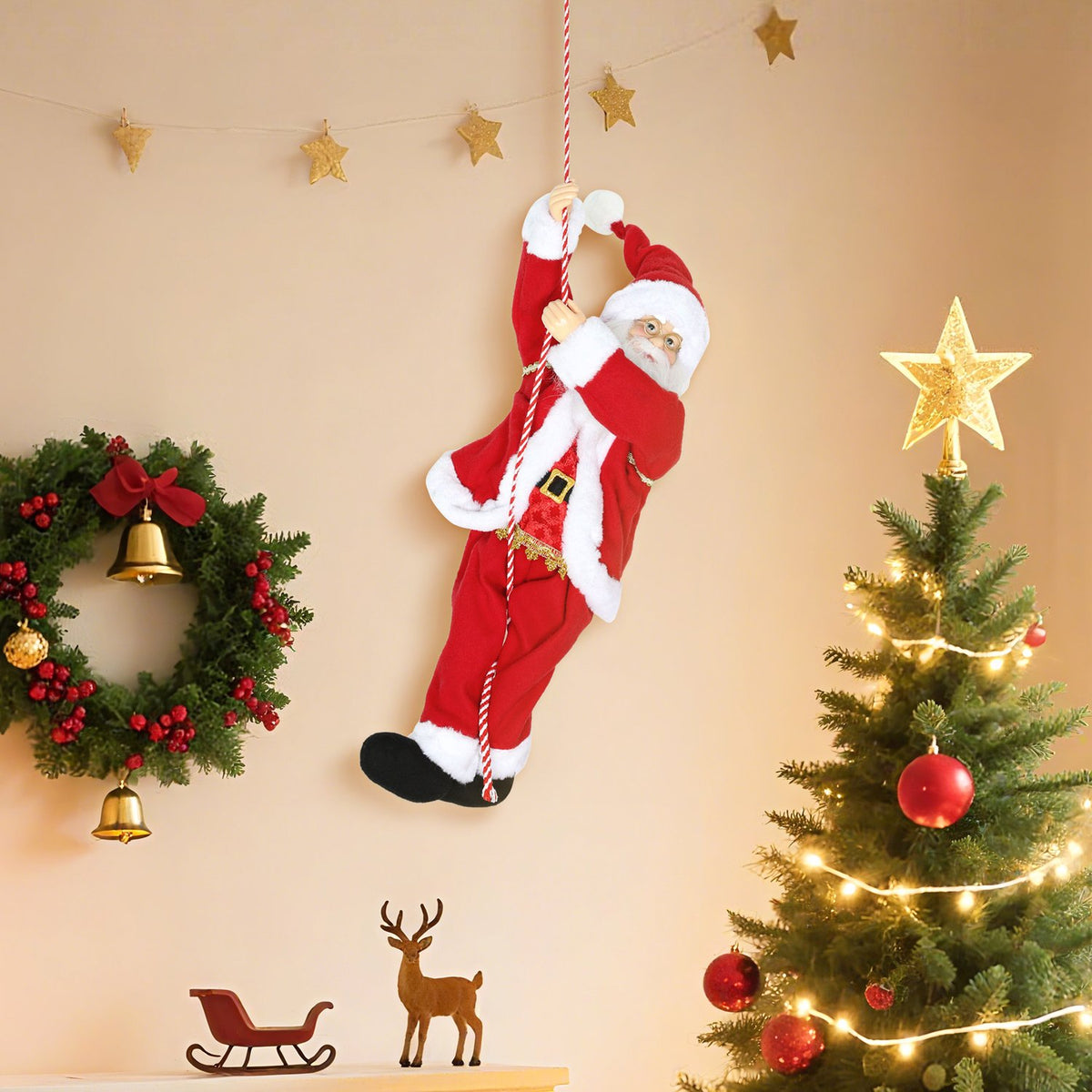 Zpívající lezecký Santa Claus, 60 cm, s dárkem a zvukem