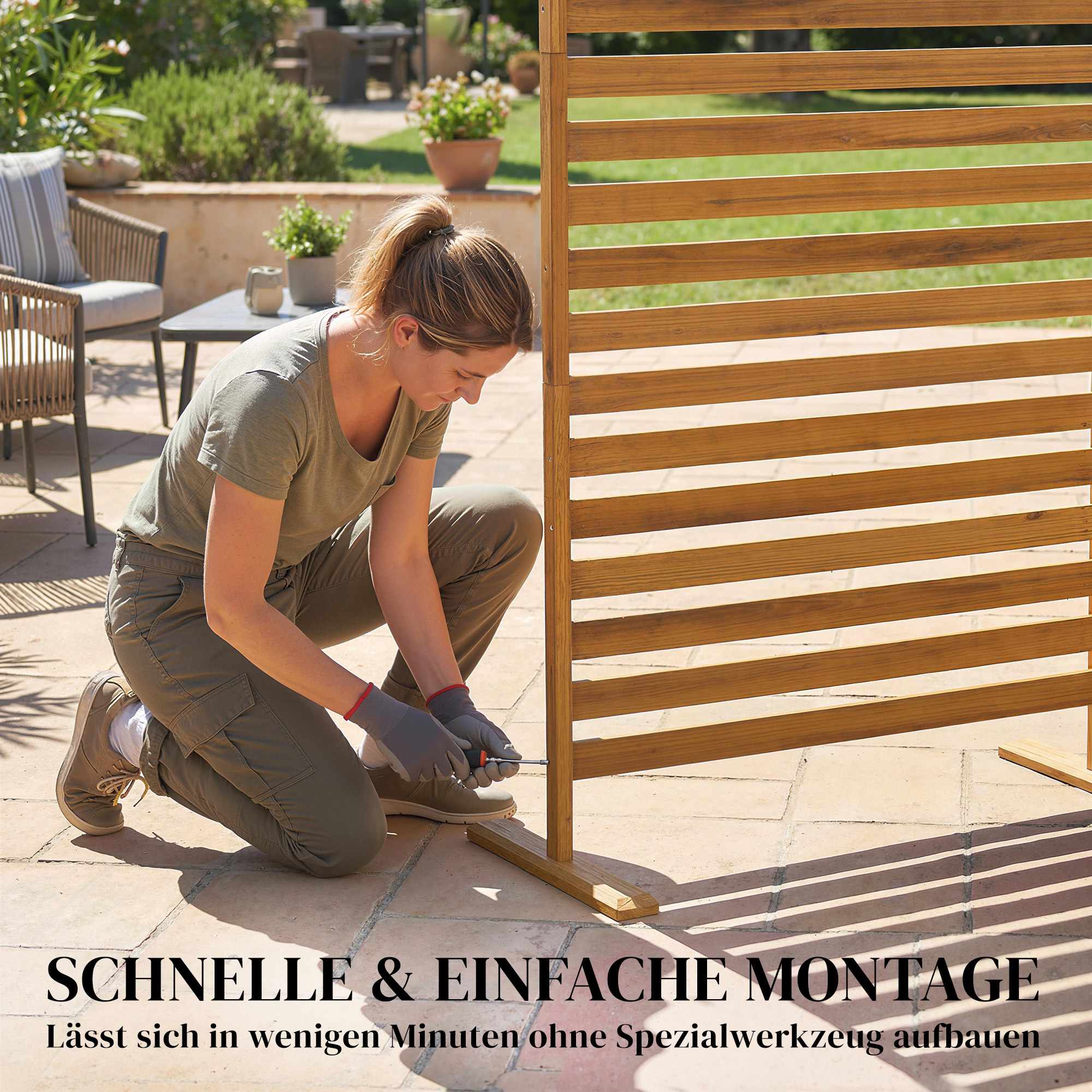 Skärm för utomhusbruk, naturträ, 80x170 cm