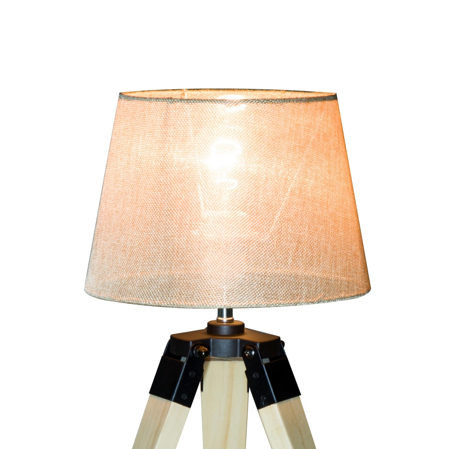 Sängbordslampa, beige linnelook, 45cm