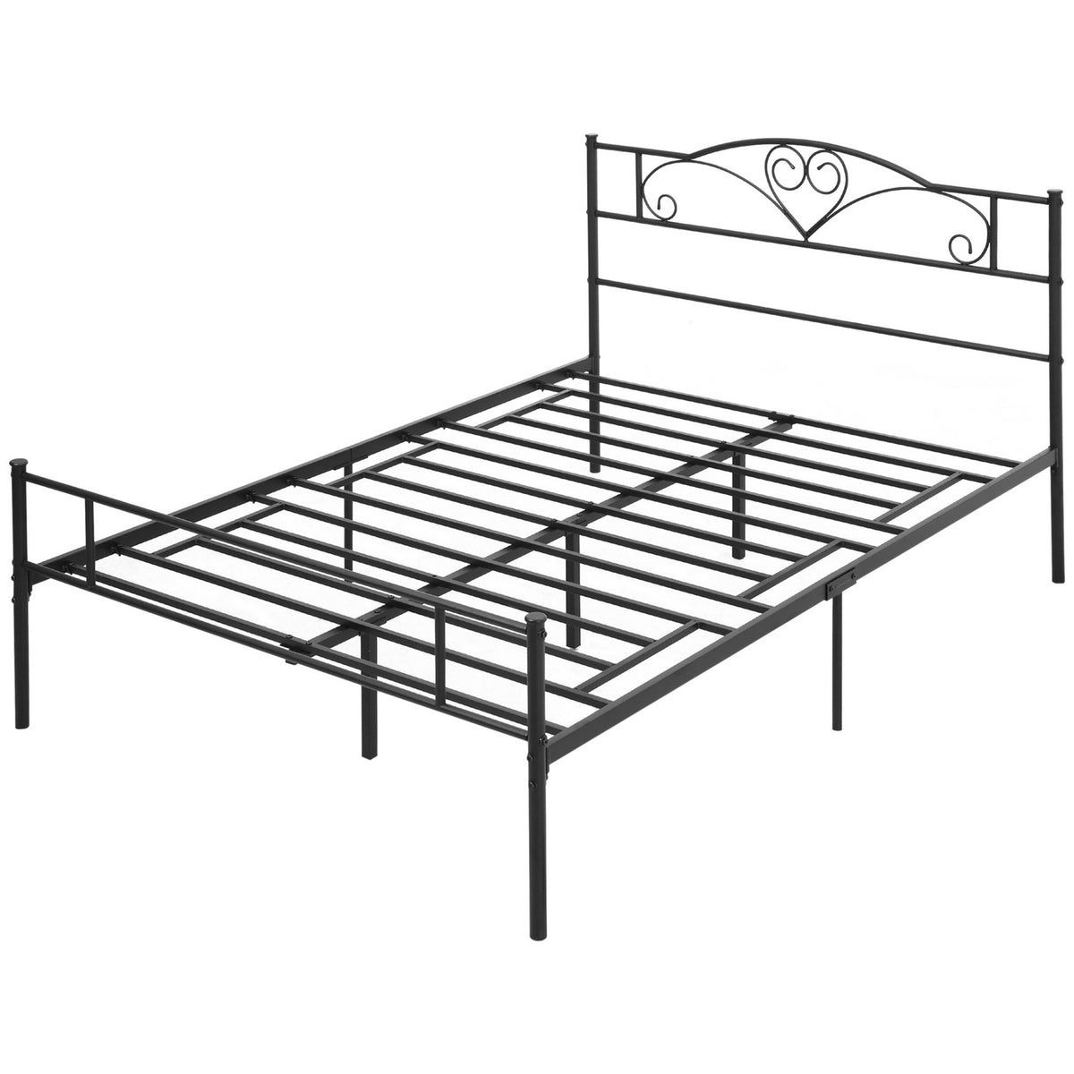 Kovový rám postele s čelem, nosnost 300 kg, černý