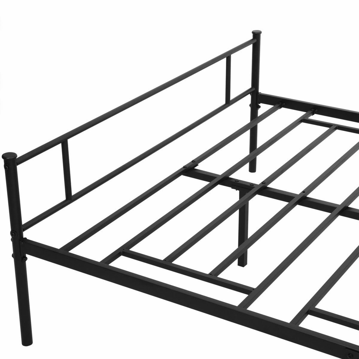 Kovový rám postele s čelem, nosnost 300 kg, černý